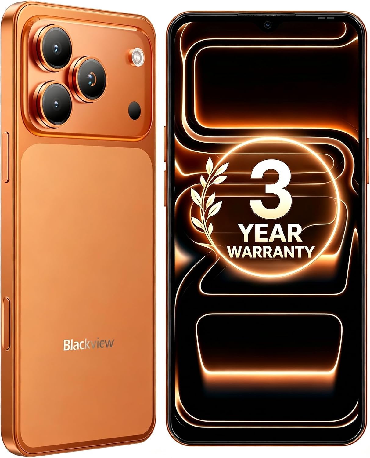 Blackview Wave 7C Unlocked Android 16 4G Cell Phone, 128GB, Dual SIM,Orange | 4G phone; T-Mobile phone, 6.56" HD+, 32MP rear, 5000mAh, 4GB physical + up to 12GB virtual RAM Unlocked Smartphone