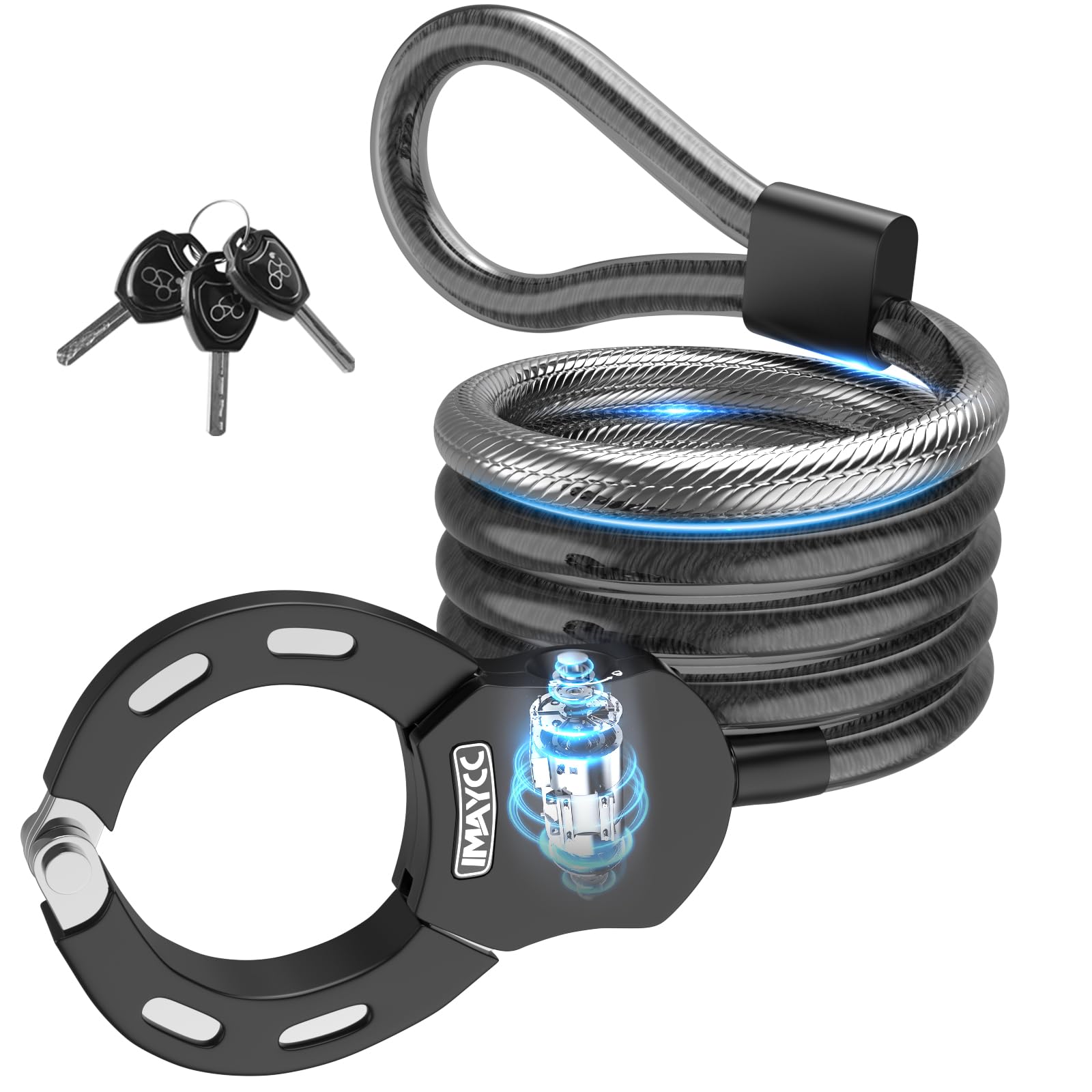 IMAYCC E Scooter Lock with Key, 100 cm Lock for E Scooter, Handcuff Lock, 14 mm Thick Cable Lock, High Security, E Scooter Lock, Ideal for Scooters, Bicycles, Pushchairs