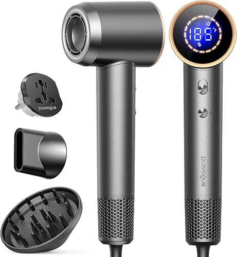 Dual Voltage Travel Hair Dryer with Diffuser, High-Speed Ionic Blow