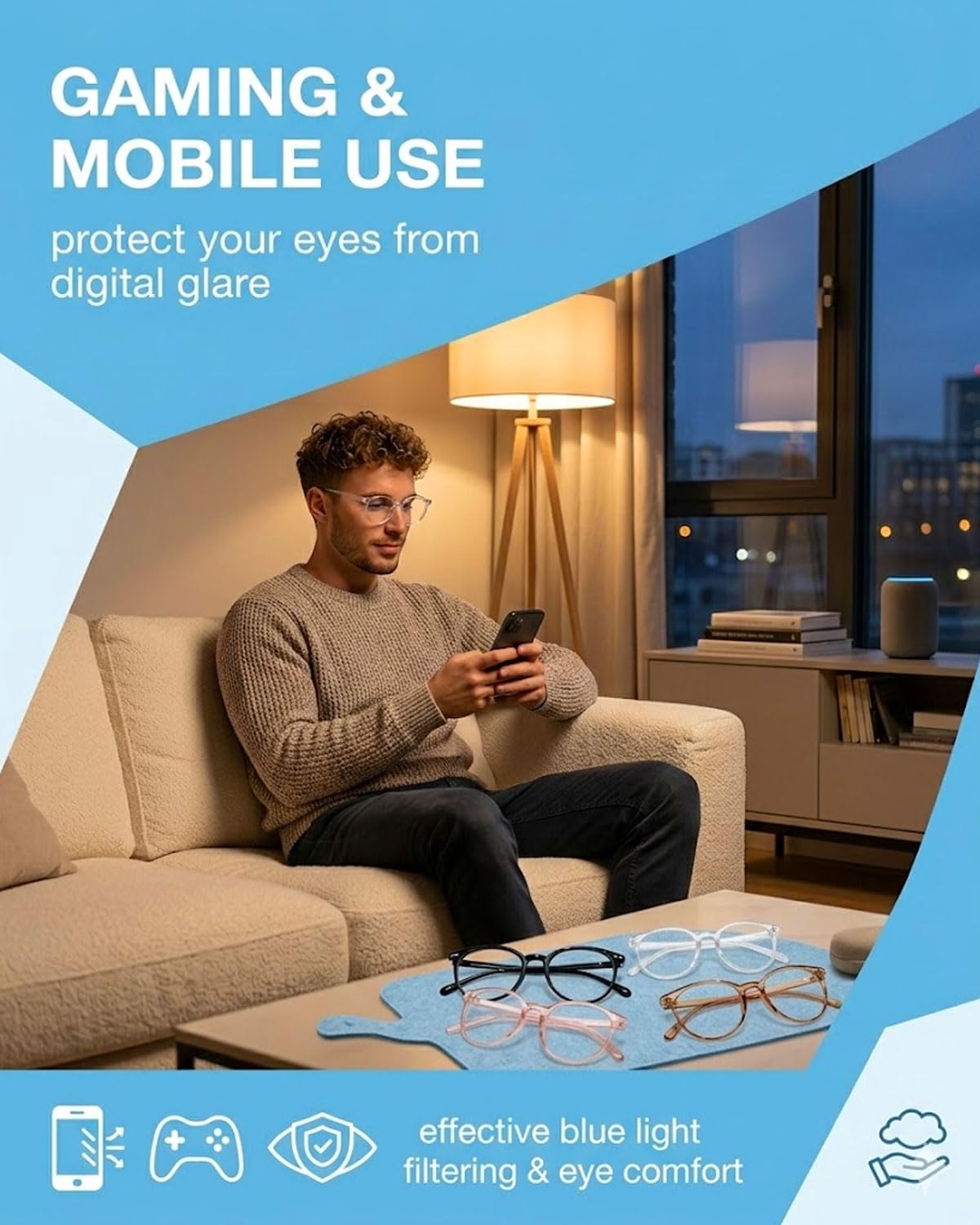 GRETY Gafas bloqueadoras de luz azul para mujer, cuatro pares, hechas de material TR, adecuadas para trabajar con la computadora, jugar, mirar televisión y otros escenariosr. — view 5