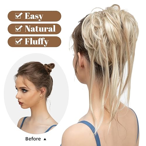 Miniatura 2 de CJL HAIR Extensiones de cabello rizado con cola de caballo y cola de caballo sintético con cola de caballo para mujer, color rubio sucio