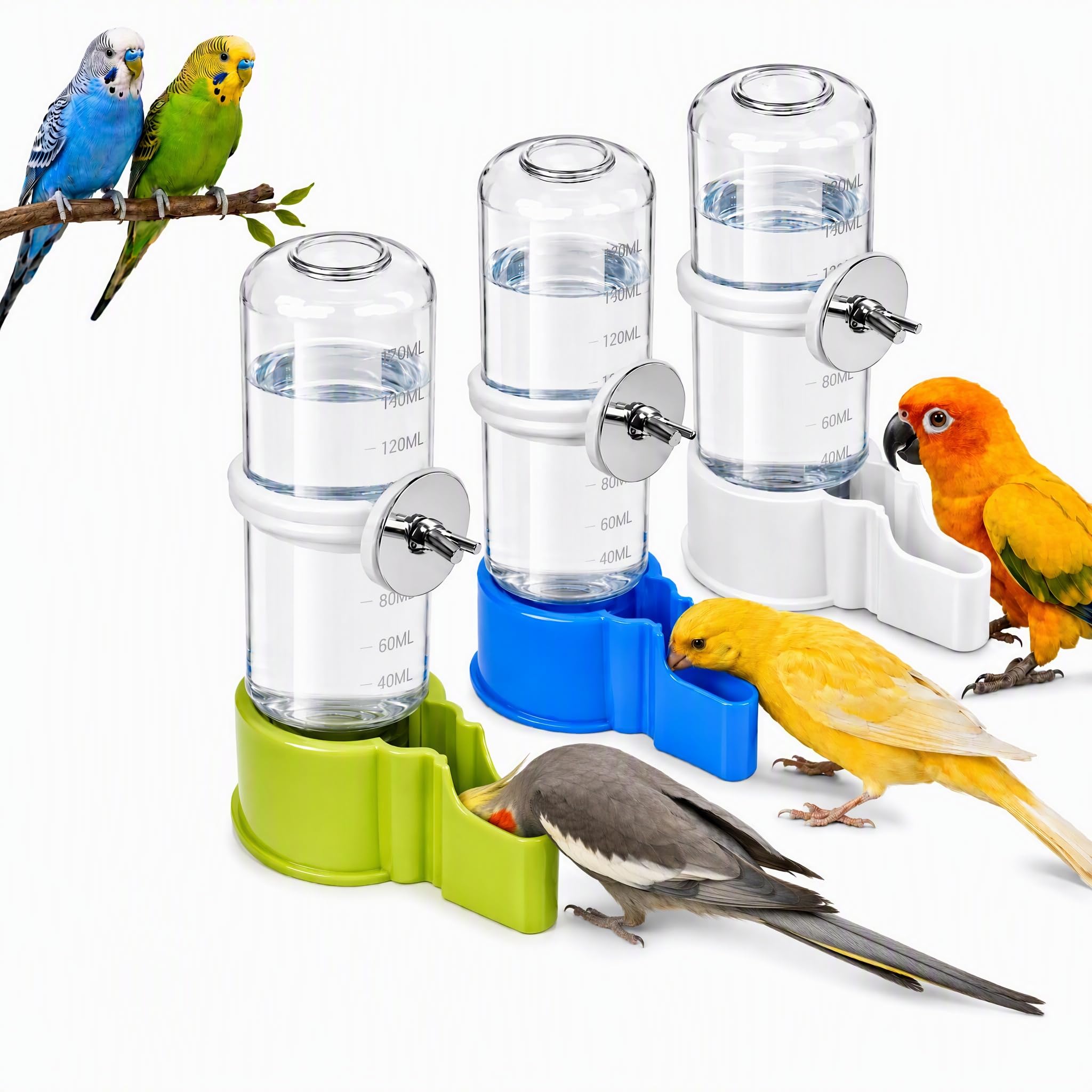3 Pcs Automatic Bird Water Dispenser 140ml Hanging Cage Bird Water Feeder