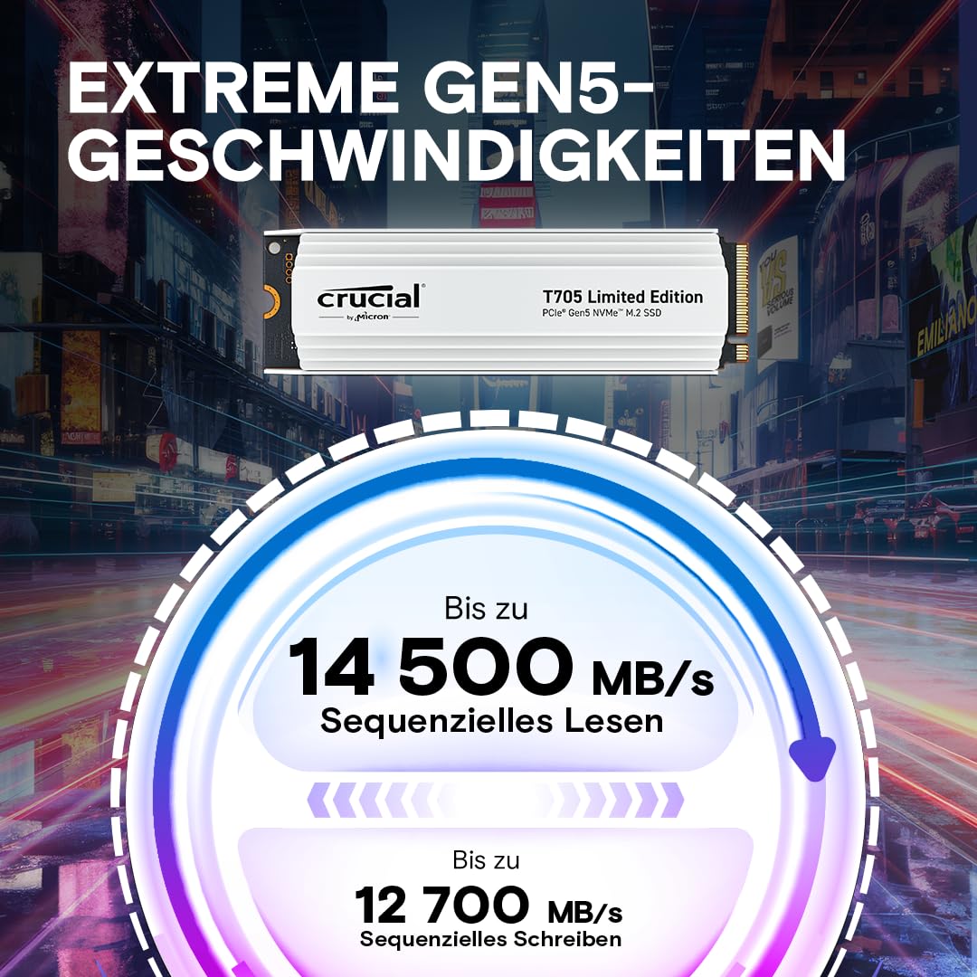 Crucial T705 M.2 NVMe PCIe 5.0 x4 Gen5 mit weißem Kühlkörper 2TB – Bild 3