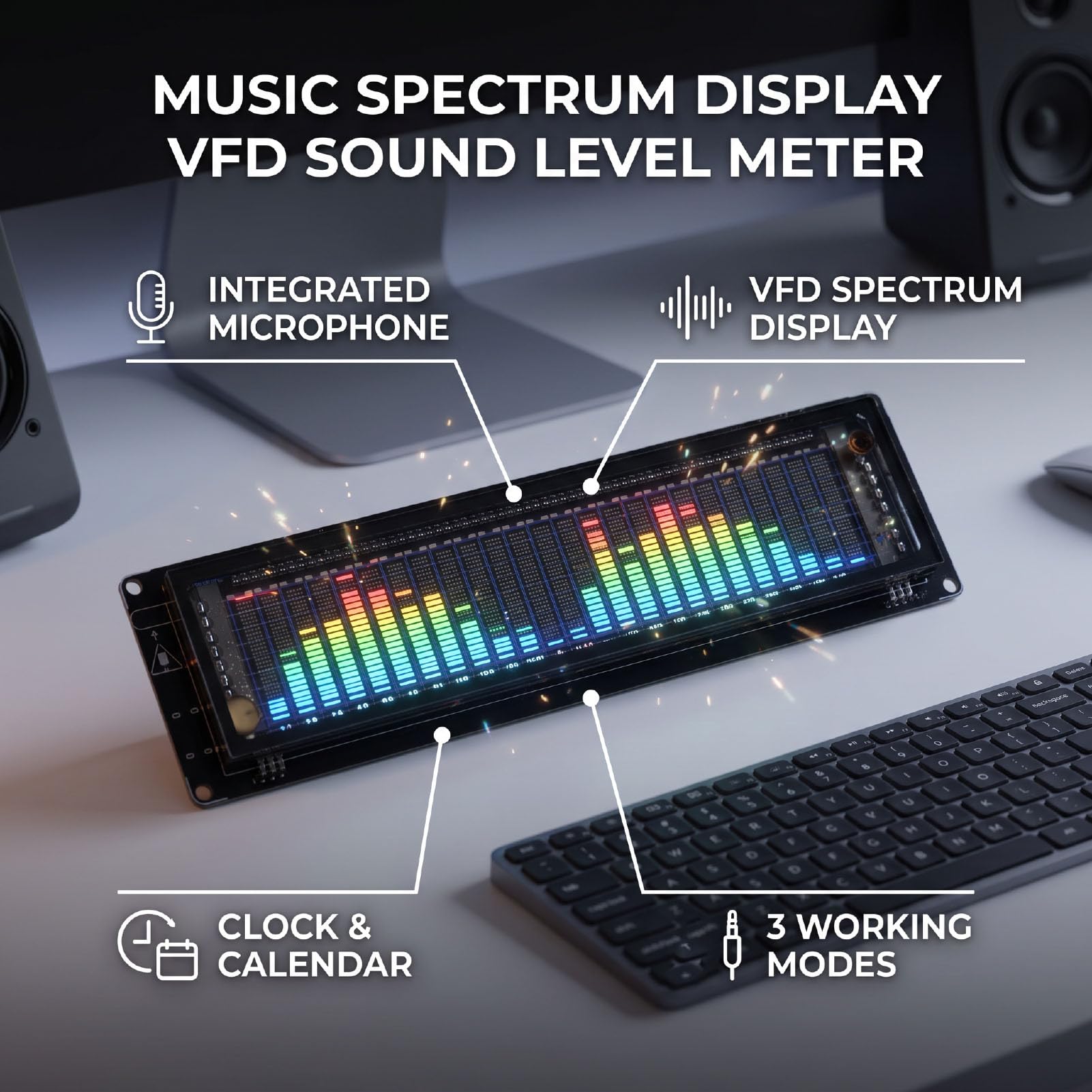 FTVOGUE Analizator Widma Audio VFD z Bluetooth, 3,5 Mm