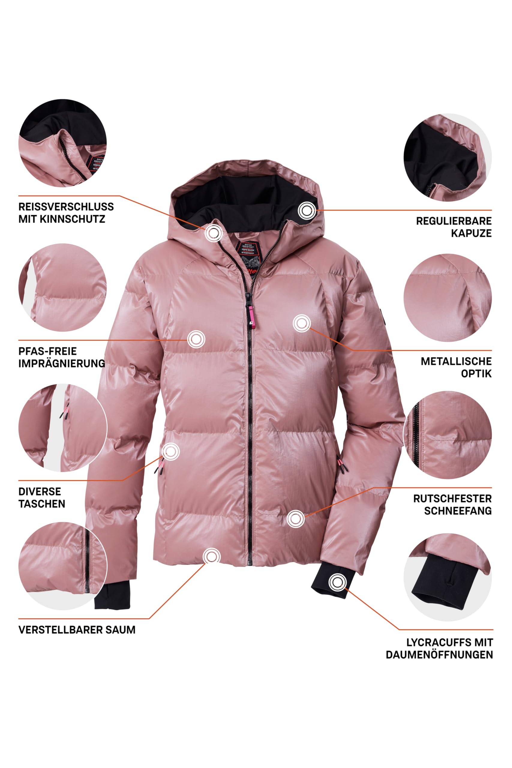 Killtec Ksw 210 Grls Qltd Jckt Giacca/giaccone trapuntato in piuma d'oca con cappuccio e paraneve Bambine e ragazze