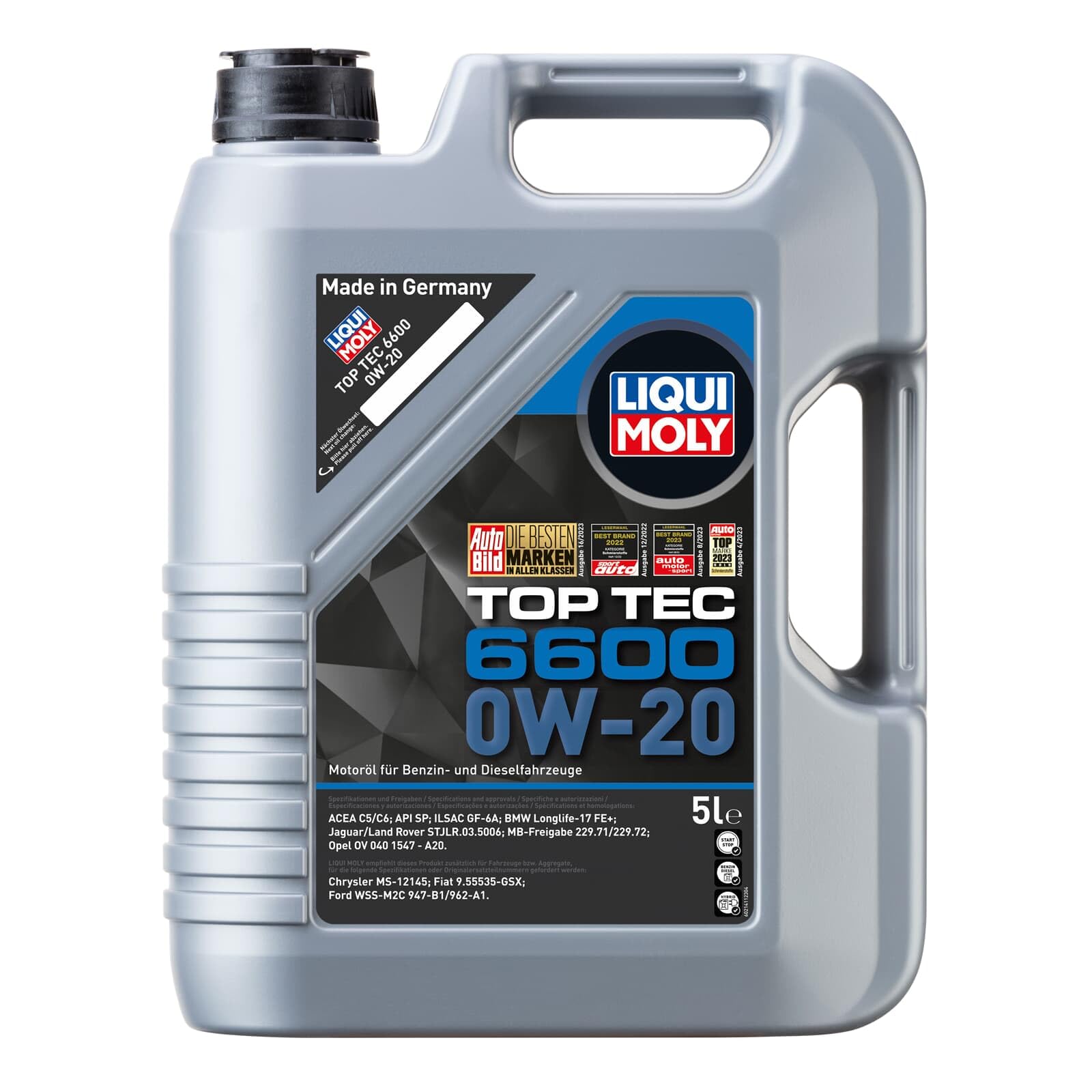 LIQUI MOLY Top Tec 6600 0W-20 | 5 L | Synthesetechnologie Motoröl | Art.-Nr.: 21441, farblos