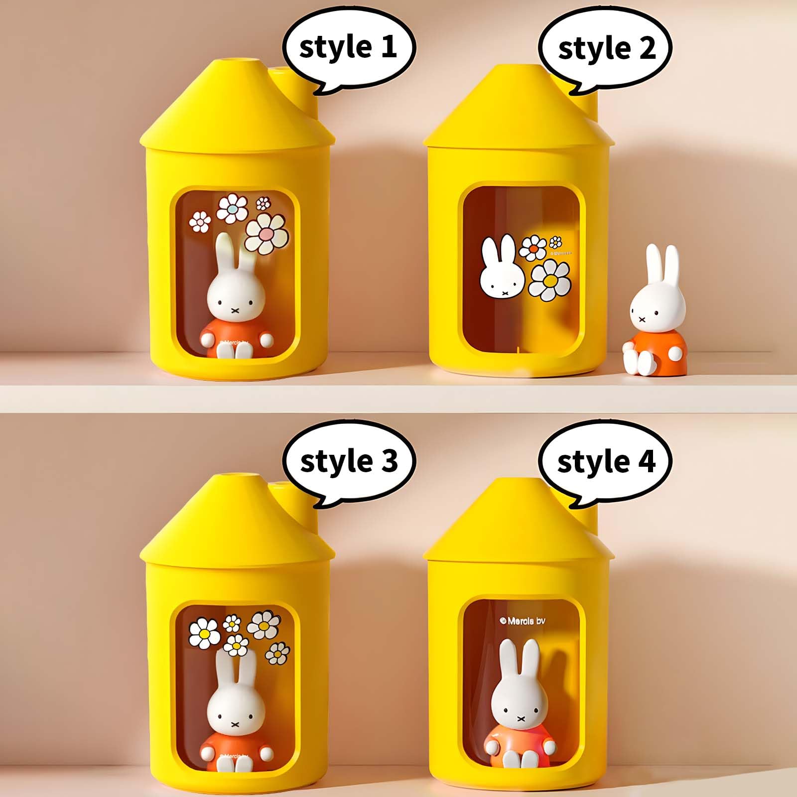 Mipow Miffy BTA700M Umidificatore a nebbia fredda per camera da letto con luce notturna, 450 ml, doppio spray per vivaio, ufficio, piante da interno (giallo)