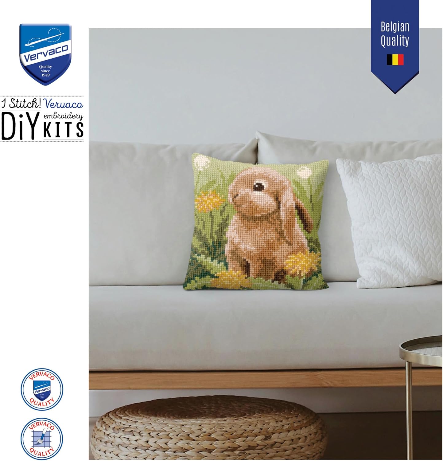 Vervaco Little Hare Pillow Cover Needlepoint Kit