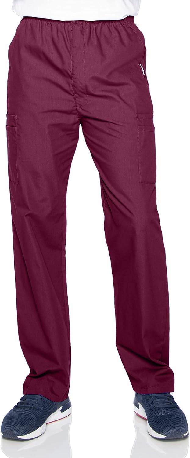 Landau Essentials Relaxed Fit 7-Pocket Elastic Cargo Scrub Pants for Men 8555