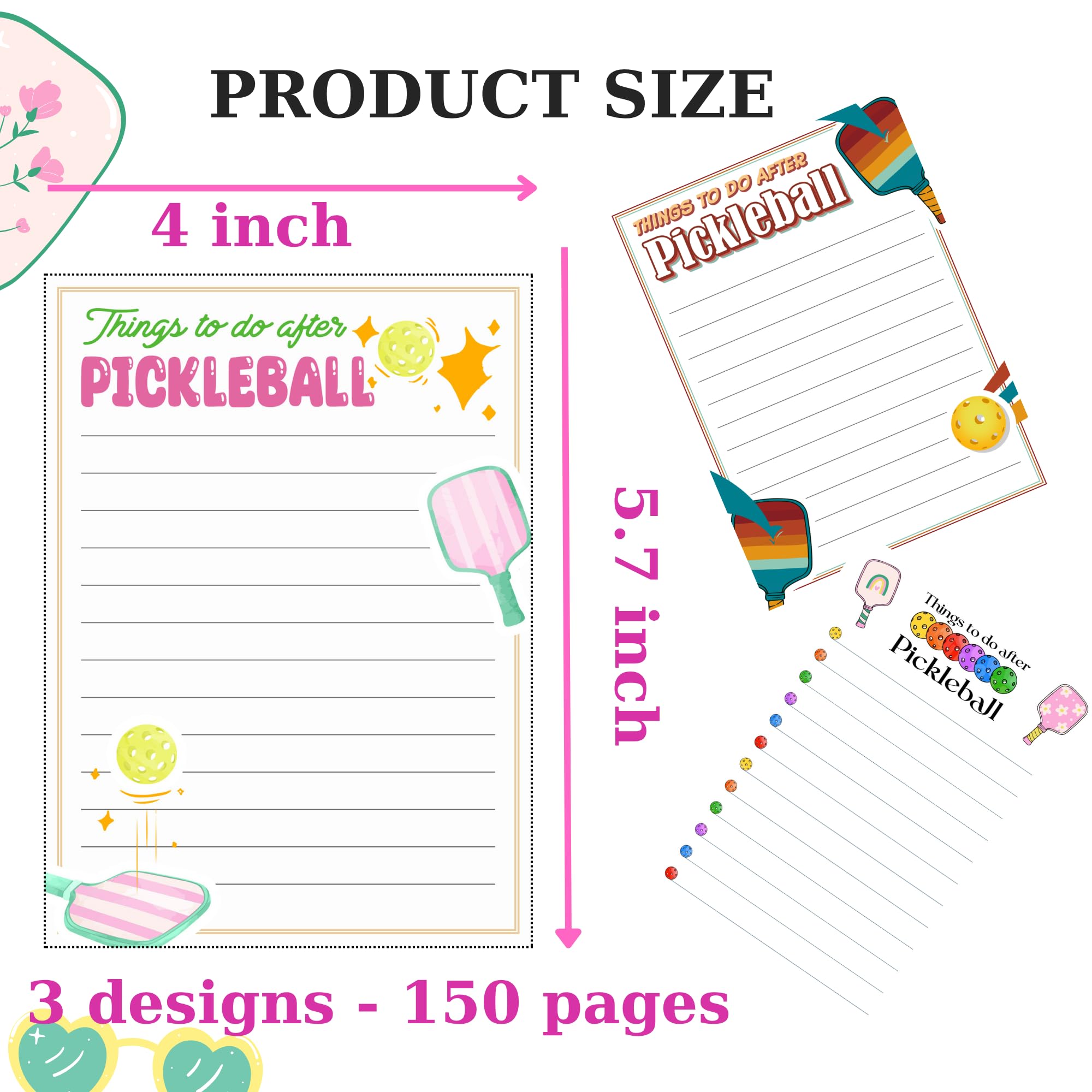 3pcs Pickleball Notepads, 150 Pages - Funny Things to Do After Pickleball Memo Pads, Easy to Tear, Cute Office Supplies, Pickleball Gifts for Women, Novelty Notepads for Fans & Players (Pickleball)