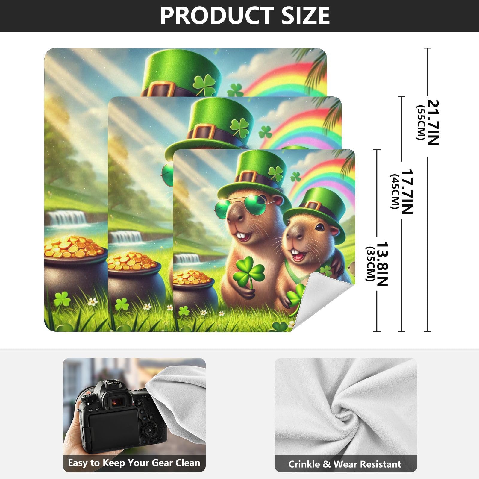 Joko Ivery Capybara St Patricks Clover Self-adhesive Cloth 17.7