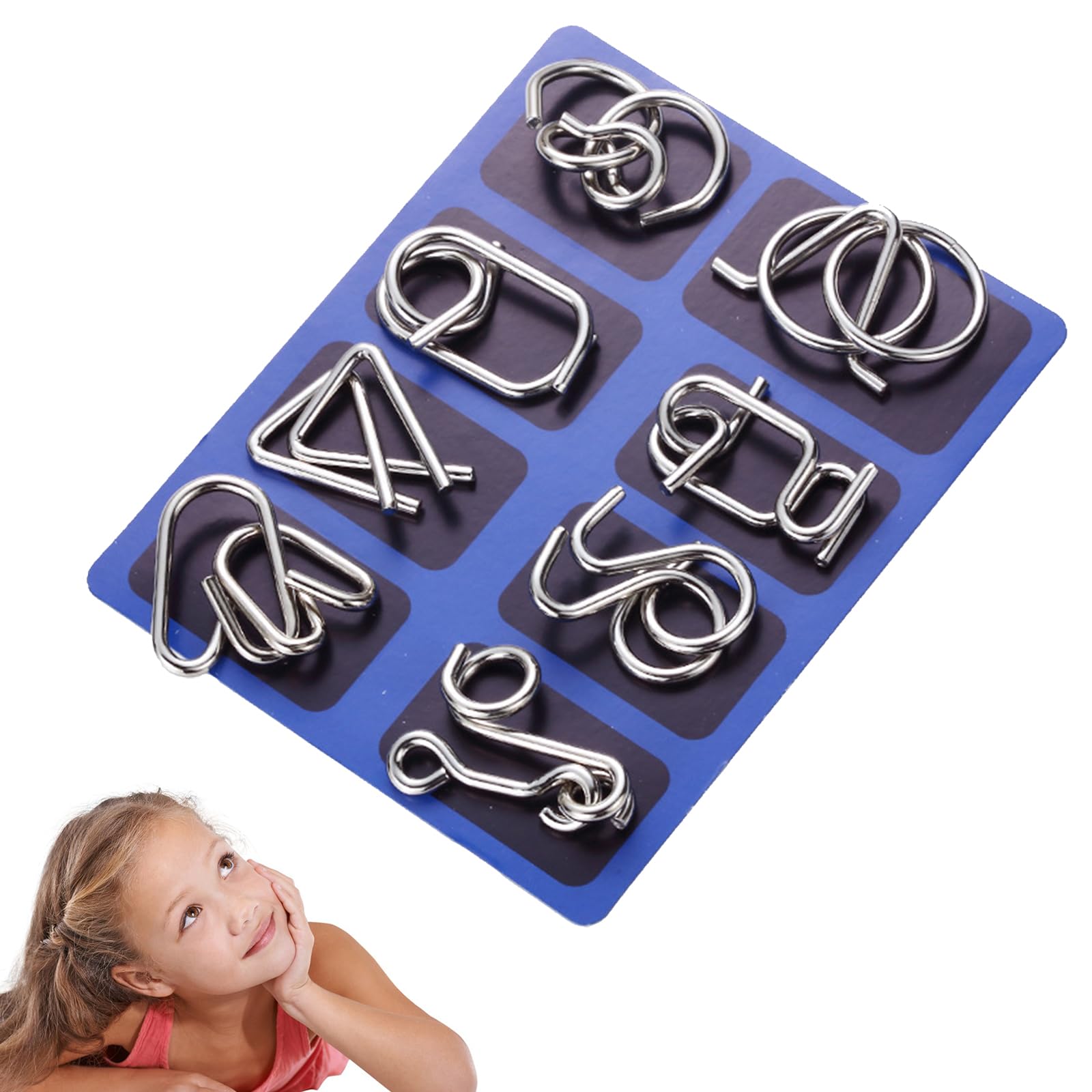 3D Metallpuzzle-Set – 4 Stück, Vernickeltes Eisen, Knobelspiel Zur Förderung Von Logik & Konzentration