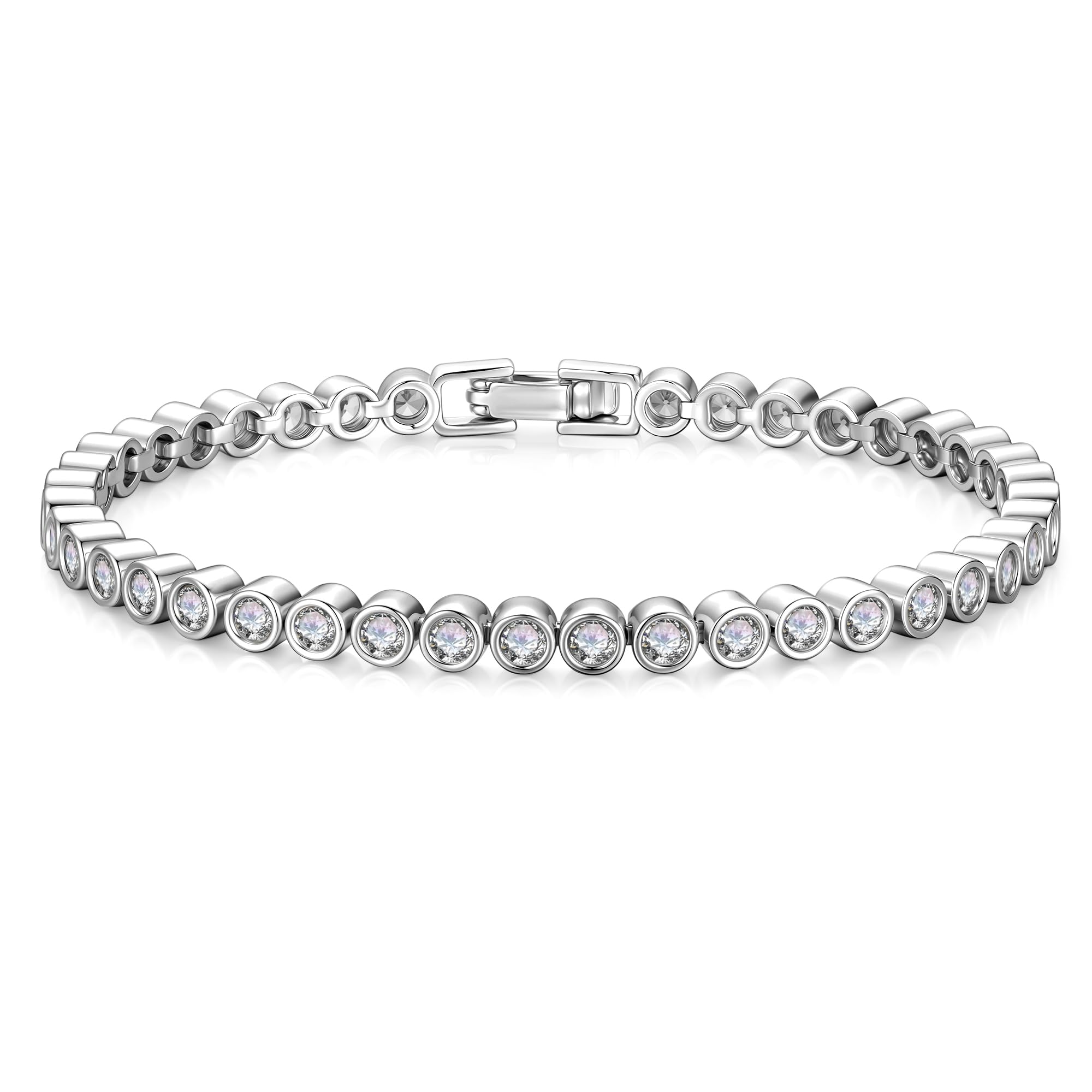 Yoosteel 14K-Gold/White-Gold-Plated Tennis Bracelets for Women - 3mm Cubic Zirconia Classic Bracelet for Women Dainty Trendy CZ Jewelry Gift 6.5/7/7.5