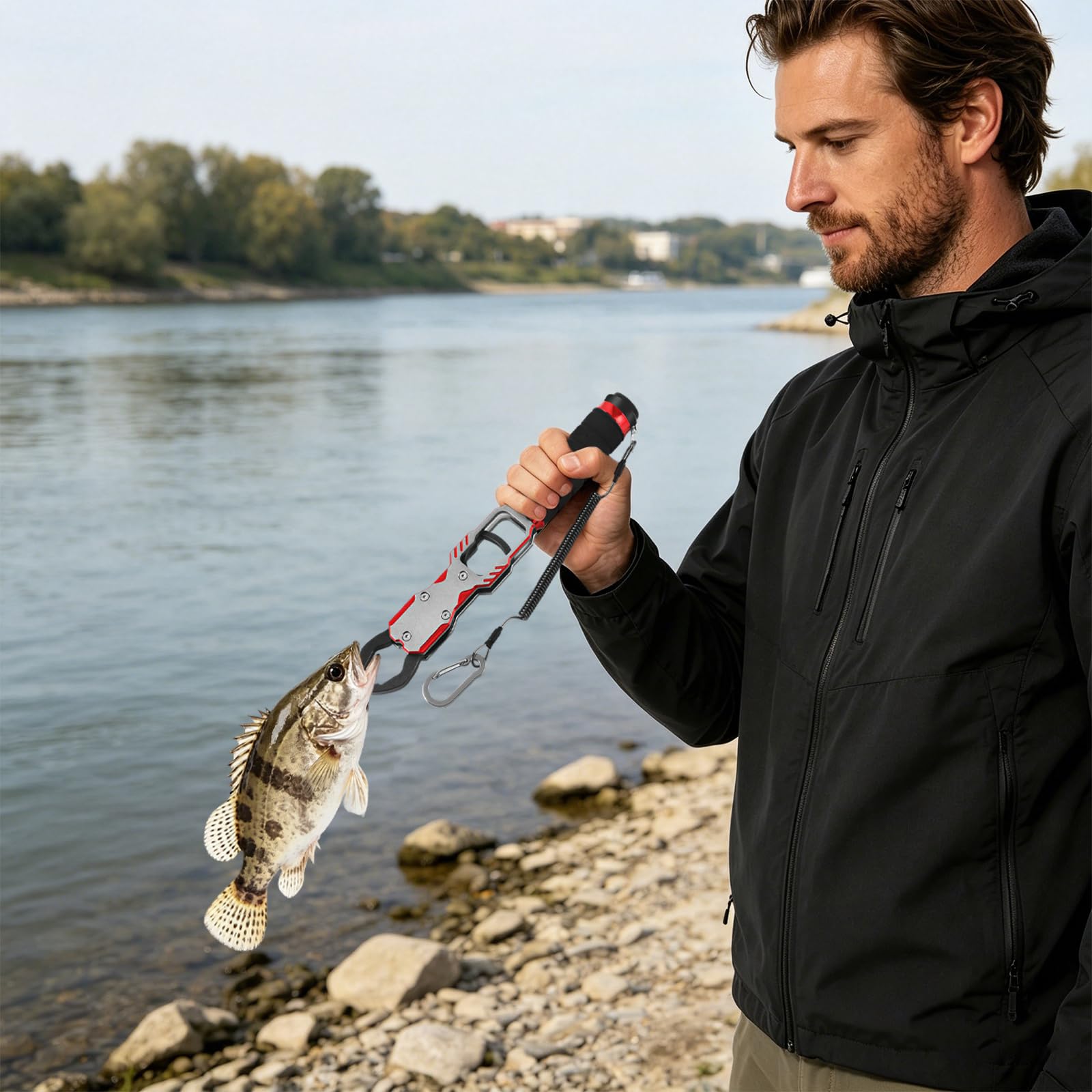 Fish Lip Gripper ze stopu aluminium, przenośny chwytak do wędkowania