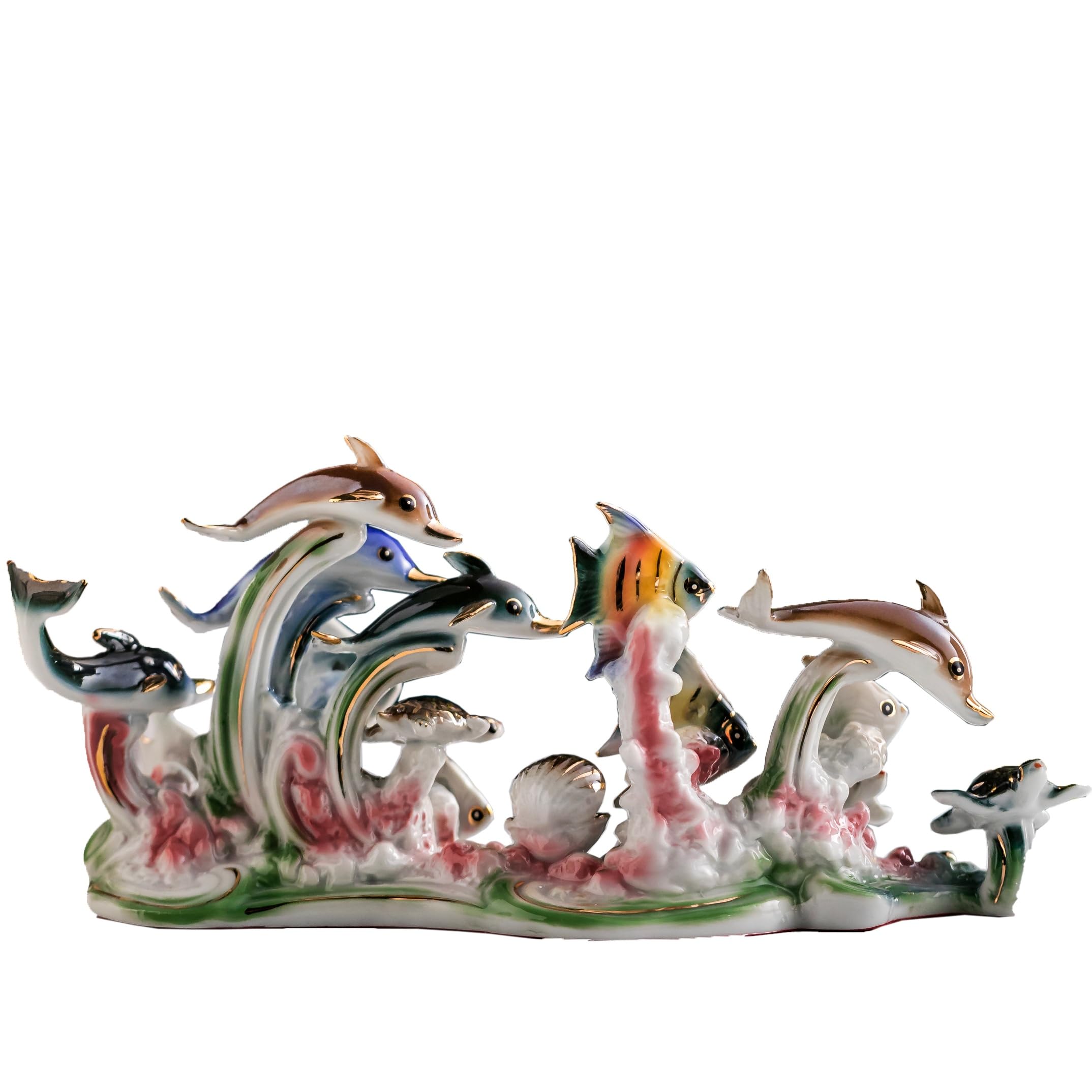 MTME Figuras de porcelana, familia en el mar, memorialbilia, escultura decoración del hogar (M)