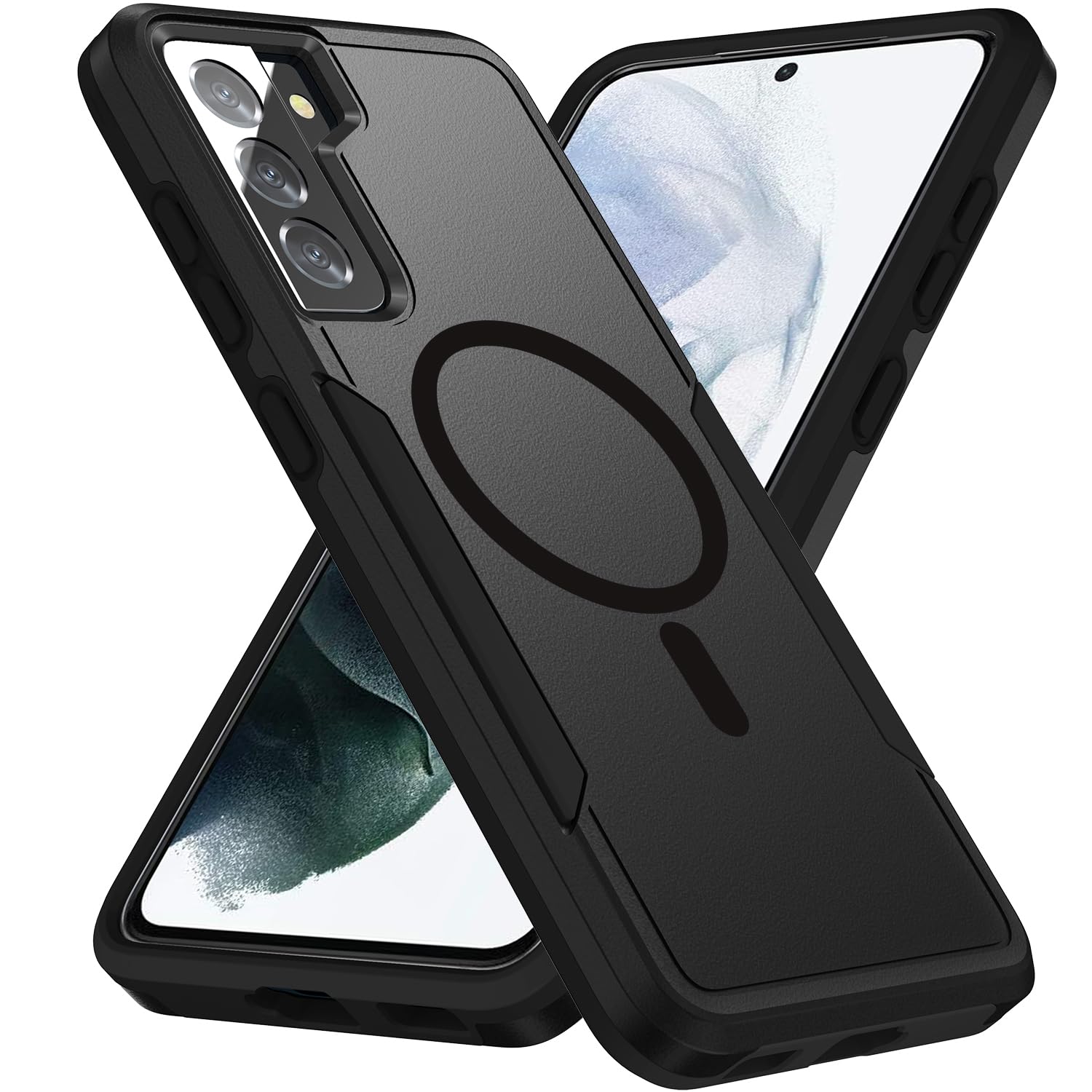 for Samsung Galaxy S21 FE 5G Case,[Compatible with Magsafe] [Military Grade Drop Tested] Shockproof Magnetic Tough Rugged Protective Phone Case -6.4 inch (Black)