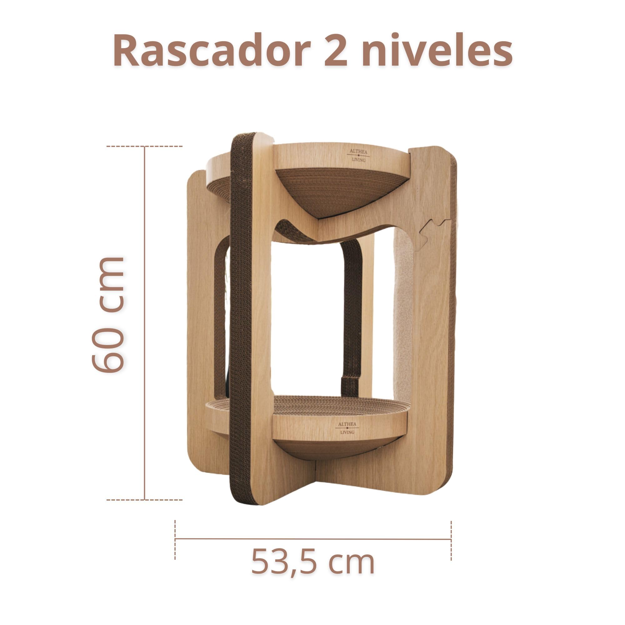 Rascador Torre para Gatos Interior Vigía con Cama Integrada de Dos Alturas | Cartón Corrugado Reciclado Sostenible con Diseño Vertical Compacto | ALTHEA LIVING