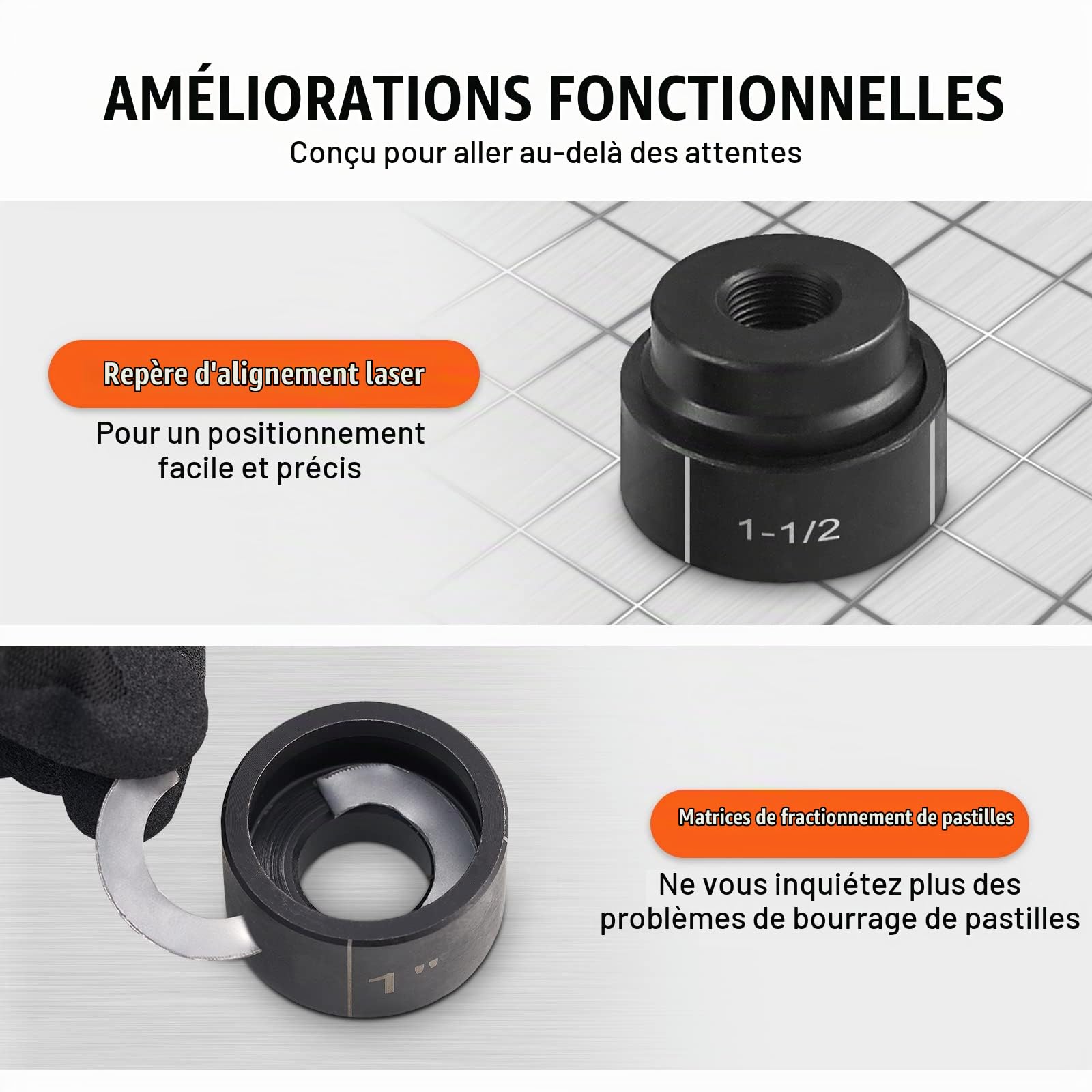 VEVOR Kit de Perforation Hydraulique 10 T avec 6 Poinçons 22-60 mm Poinçonneuse Hydraulique Manuelle avec Mallette Portable Positionnement Précis Outil de Poinçonnage pour Métal Inox Alu Plastique