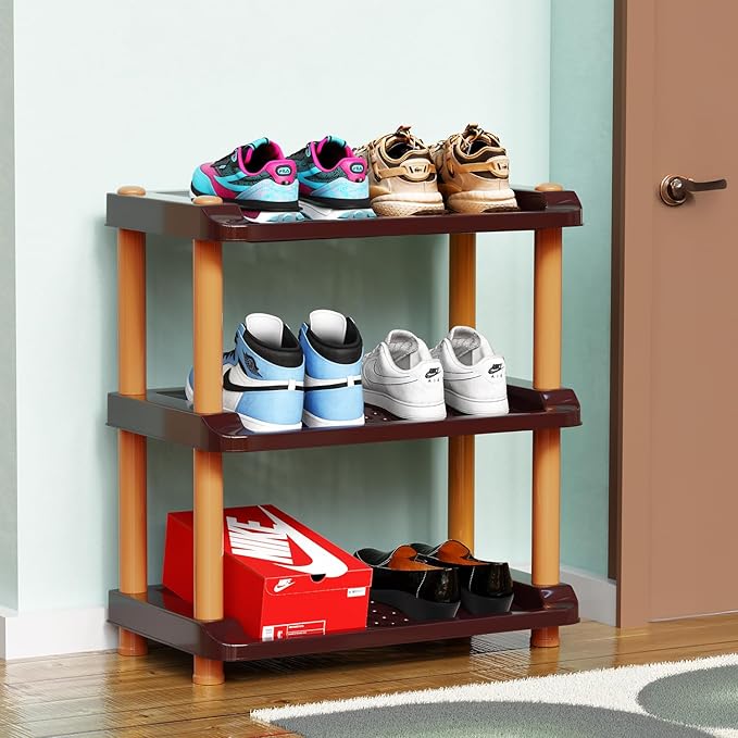 Lifelong 3-Tier Heavy Duty Shoe Rack | Storage Organizer for Shoes, Slippers, Clothes, Books & Household Items | Sturdy Plastic Stand for Home, Bedroom, Entryway, Living Room & Office Storage