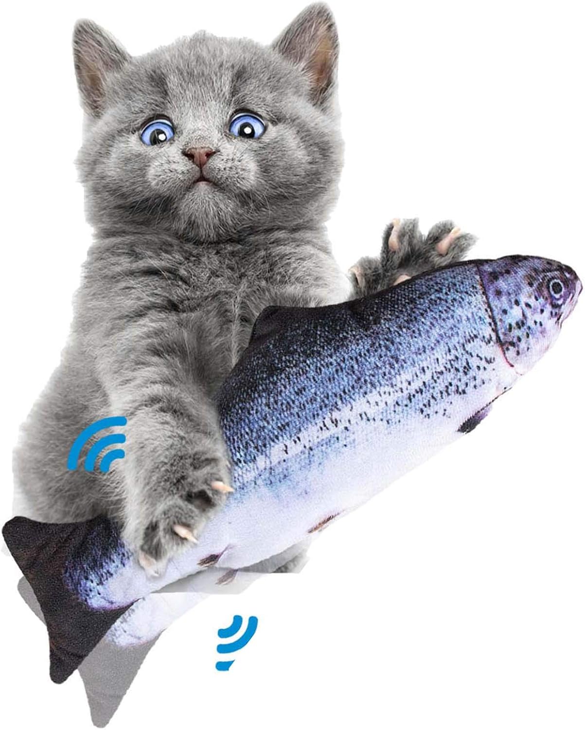 Electric Dancing Fish Cat Toy, Realistic Plush Simulation Electric Wagging Fish Cat Toy with Motion Sensor, USB Charged and Catnip…