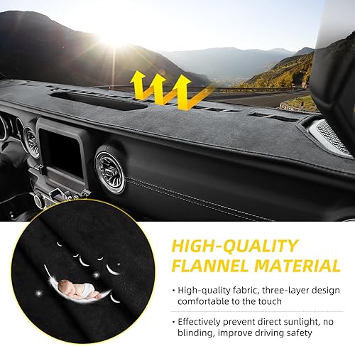 Miniatura 3 de CZCGYDY Cubierta de tablero de instrumentos personalizada para Jeep Wrangler JL 2018 2019 2020 2021 2022 Gladiator 2020 2021 2022, alfombrilla de