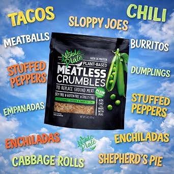 Meatless Crumbles, Soy Free, Non-GMO, Vegan, 45g Protein, 0g Net Carb, Plant-Based Vegan Meat Substitute, Made in USA, Wholesome Provisions, 170g (Plain, 1 Pack)