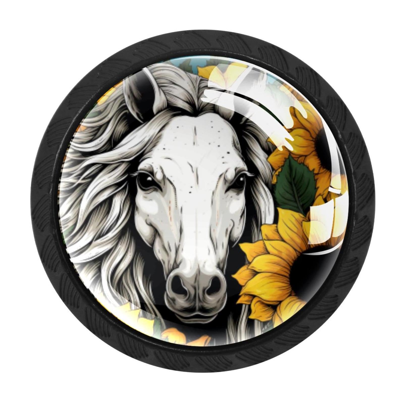 Chenzzzz Multicolored 06 4 Pieces Unicorn Skull Sunflower Kitchen Cabinet Knobs Drawer Knobs Dresser Knobs Black Knobs Drawer Pulls Dresser Drawer Handles Knobs For Dresser Drawers