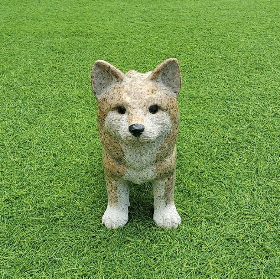 かごの犬石材彫刻品 かごの犬石材彫刻品