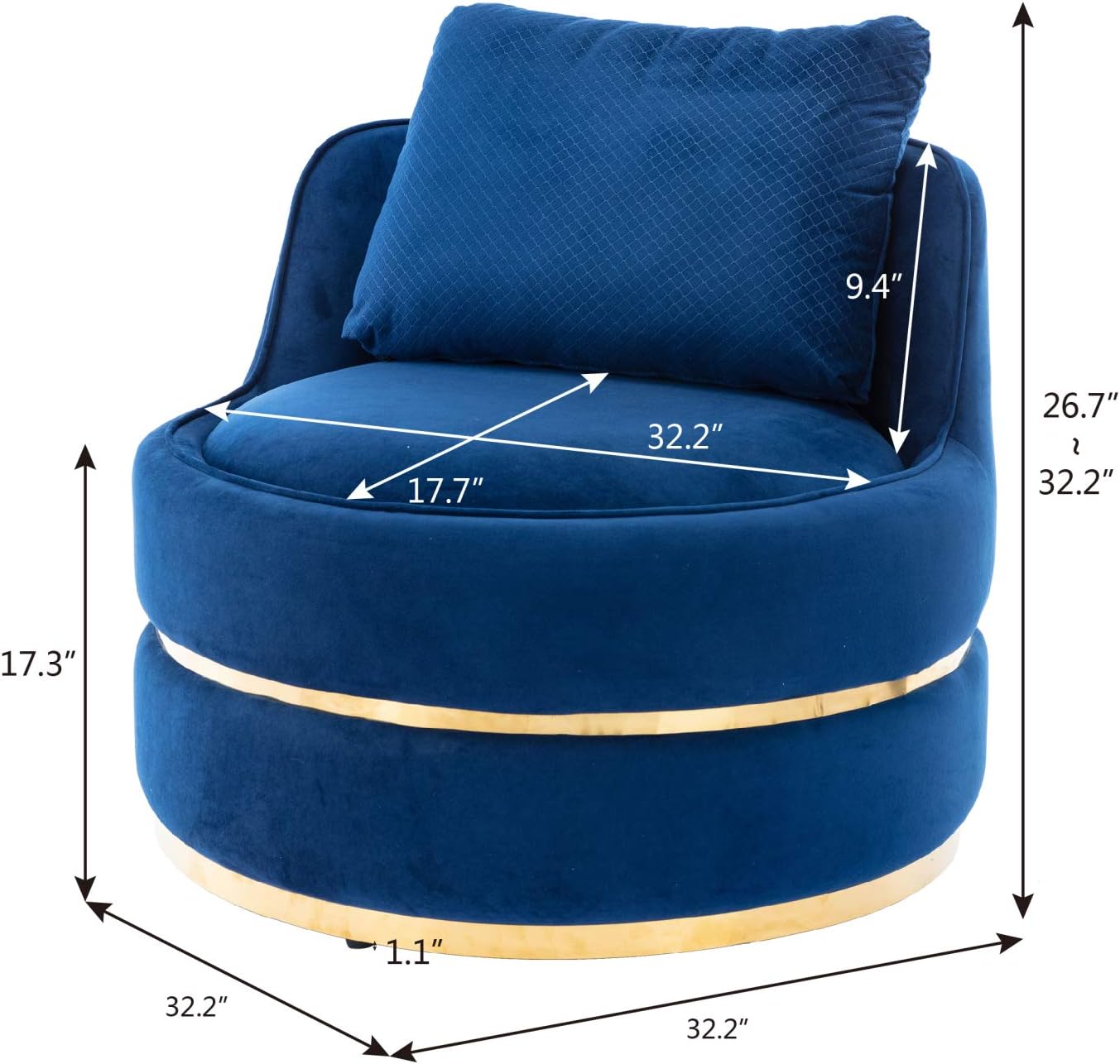 photo Navy Blue Swivel Accent Chair buy modern swivel barrel chair velvet