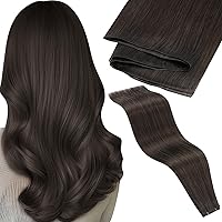 Vista 28 de LaaVoo Extensiones de cabello humano real para coser, extensiones de cabello humano de doble trama, color negro azabache, 18 pulgadas, 3.53 onzas