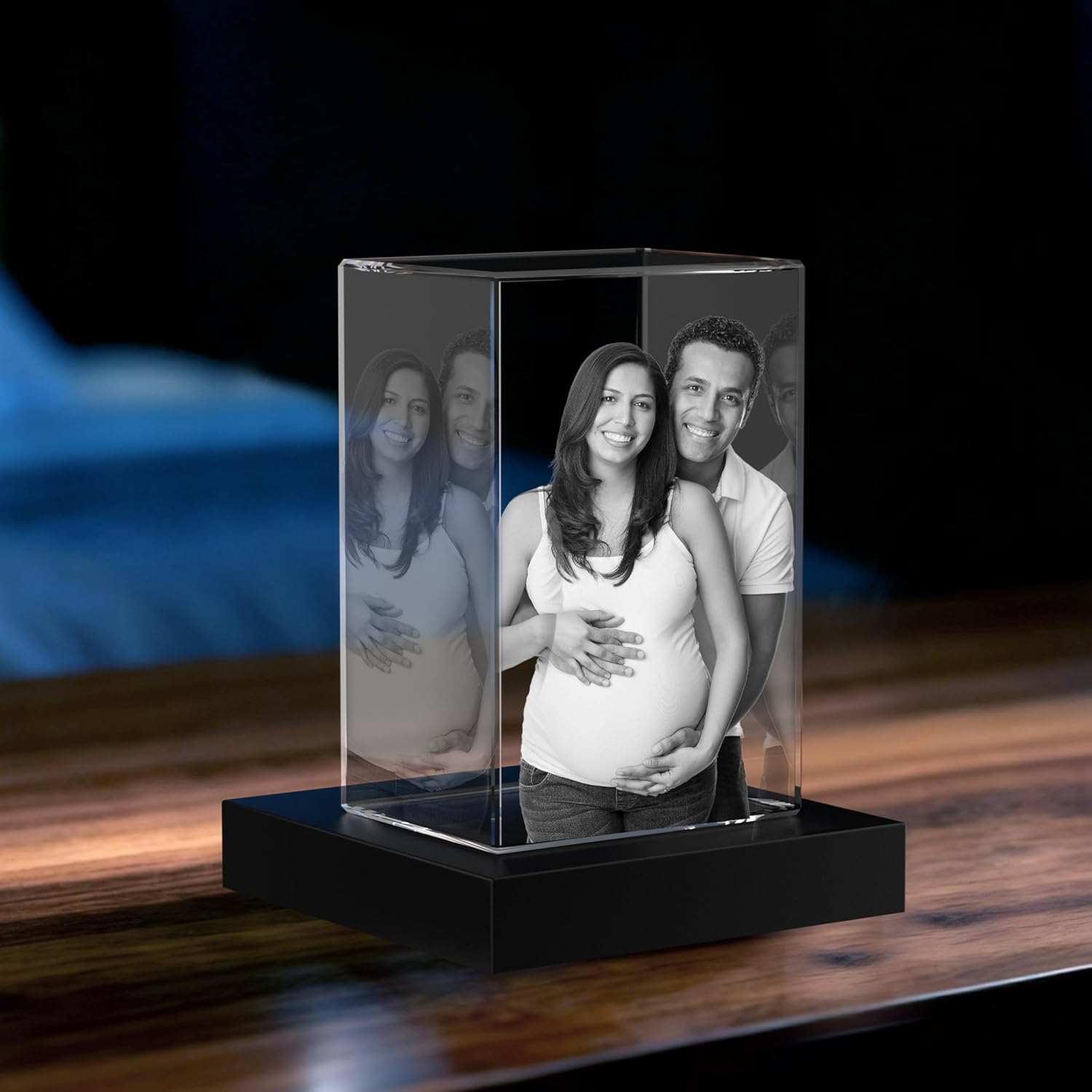 3D Crystal Photo Personalized Portrait - Premium K9 Crystal Engraved Picture with LED Base, Gift for Mom Wife Family, Mother's Day Anniversary Memorial Keepsake (Portrait, Medium) - Image 8