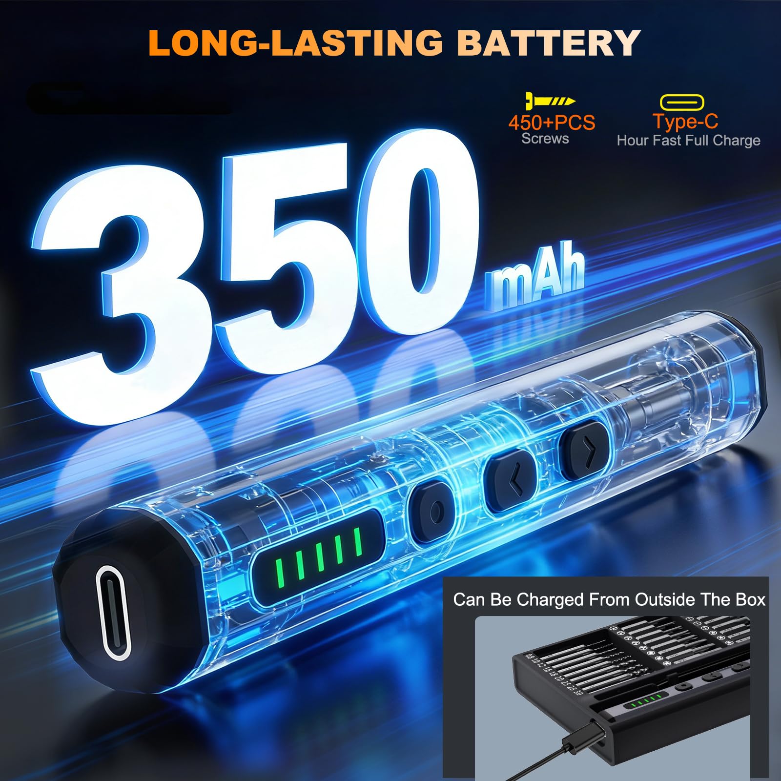 Mini destornillador eléctrico, juego de destornilladores de precisión de 4,2 V, destornilladores inalámbricos, recargables, 76 en 1, kit de herramientas técnicas de reparación de brocas magnéticas