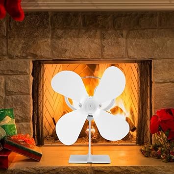 Heat Powered Fan, Household Corrosion Resistant Fireplace Fan Aluminum Alloy 4 Blades for Thermal Cycle