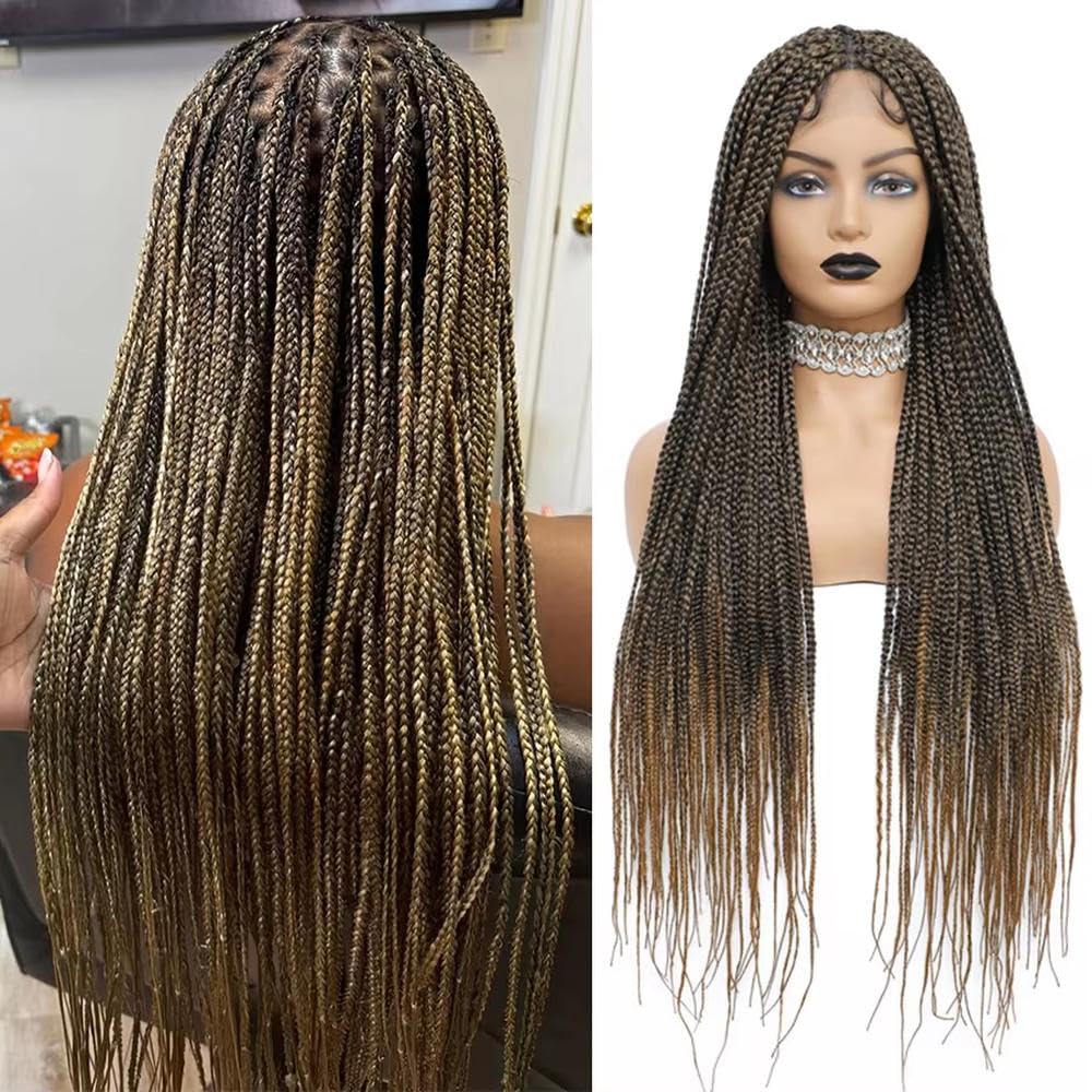 Haarpflege 36 Zoll Cornrows Lange Geflochtene Perücke Mit Babyhaar Knotenlose Box Braids Perücken Für Schwarze Frauen(1)