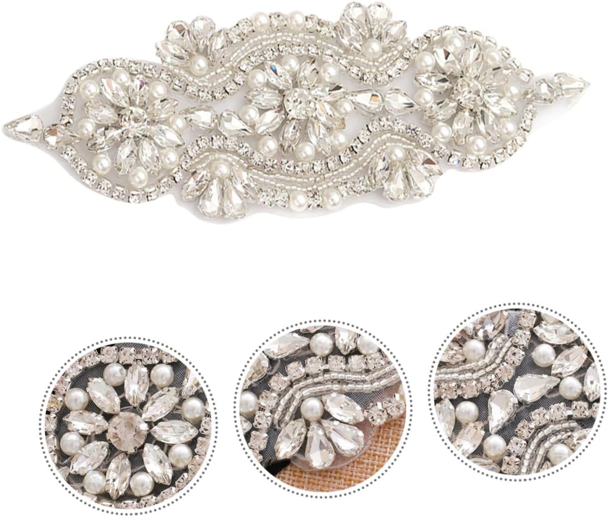 Elegant Bridal Belt Pearl Applique Rhinestone Applique for Wedding Sash Belt Handmade Pearl Jewelry
