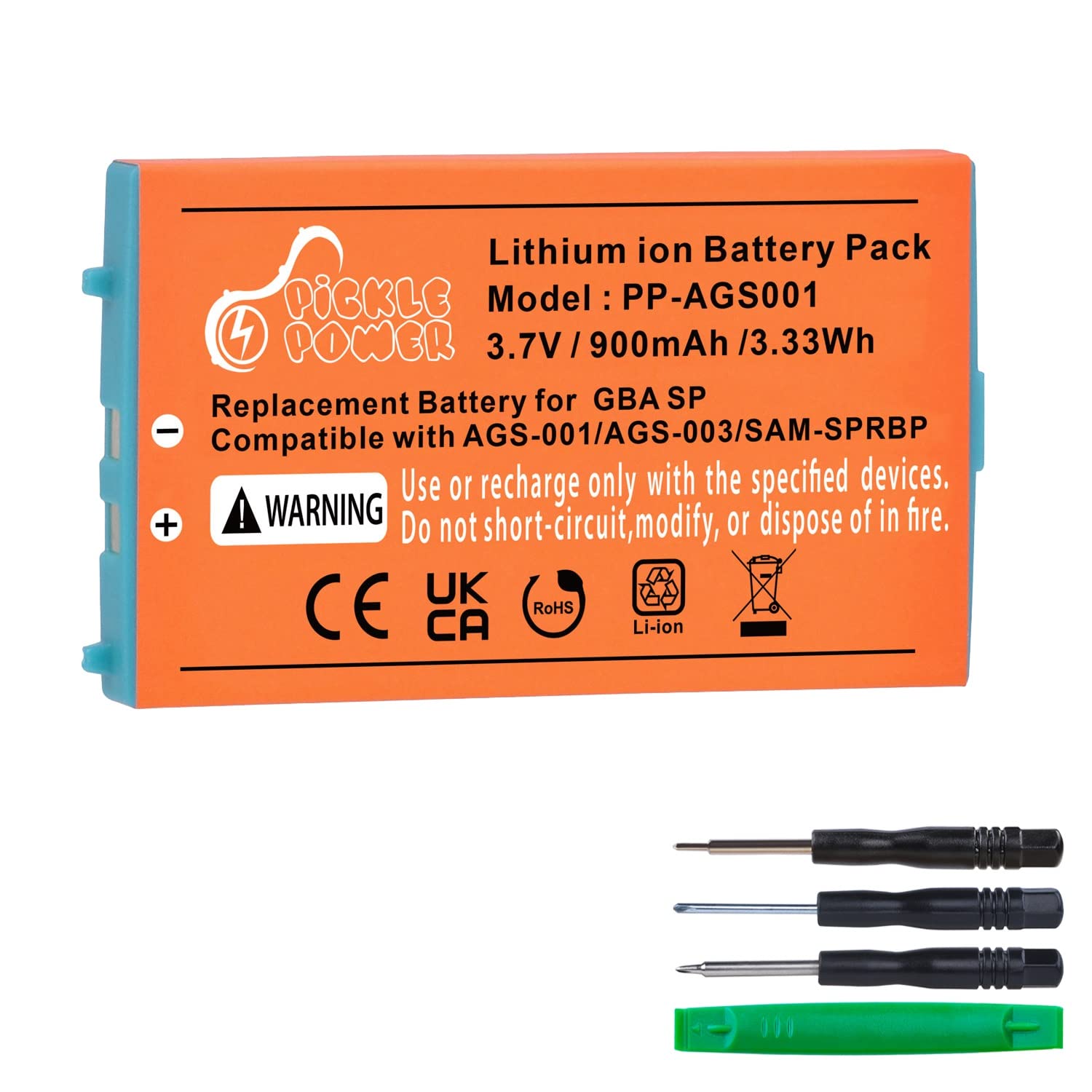 Amazon.com: GBA SP Battery Replacement, Pickle Power Rechargeable  Lithium-ion Battery with Tool Kit Compatible with Nintendo Gameboy Advance  SP Battery : Video Games