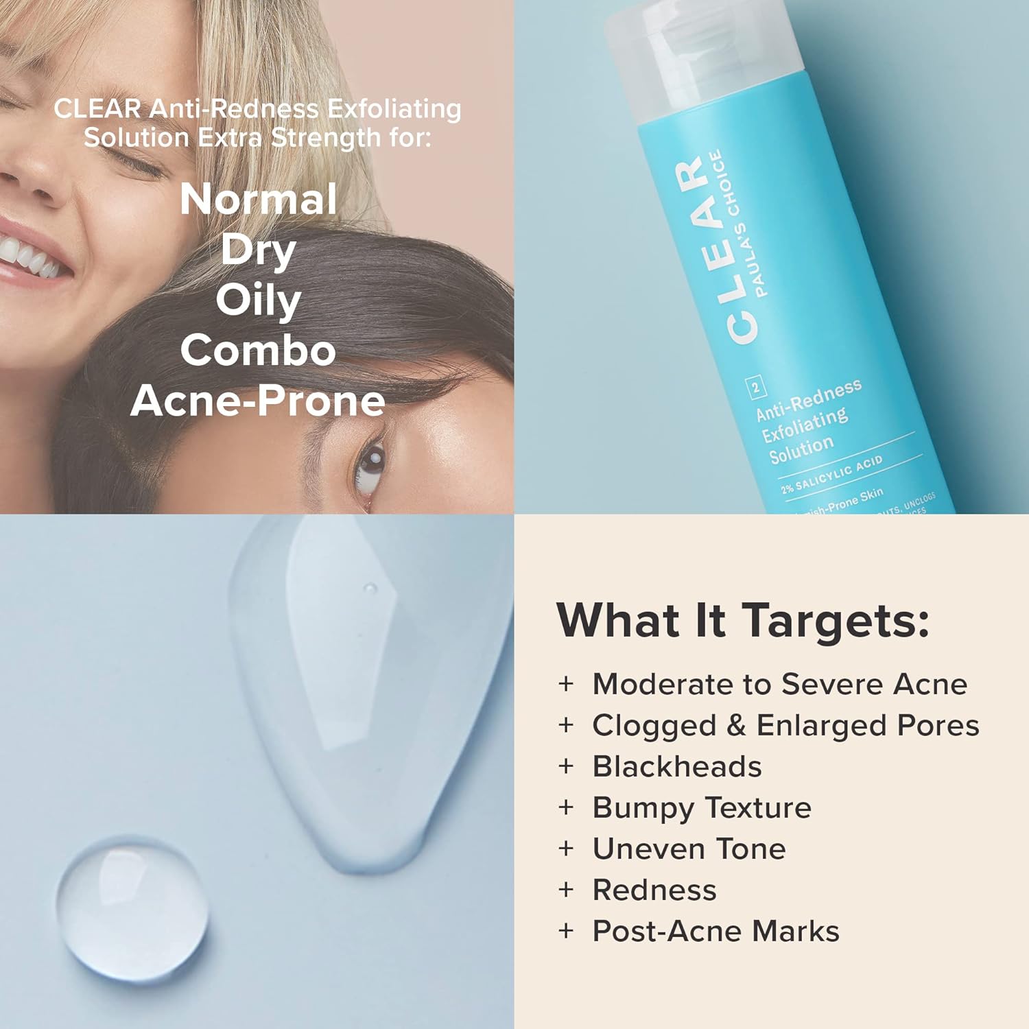 Paula's Choice CLEAR Anti-Redness Exfoliating Solution, 2% Salicylic Acid Liquid Exfoliant for Face, Face Exfoliant for Mild to Severe Acne & Breakouts, Blackhead-Prone Skin, Fragrance-Free - Image 4