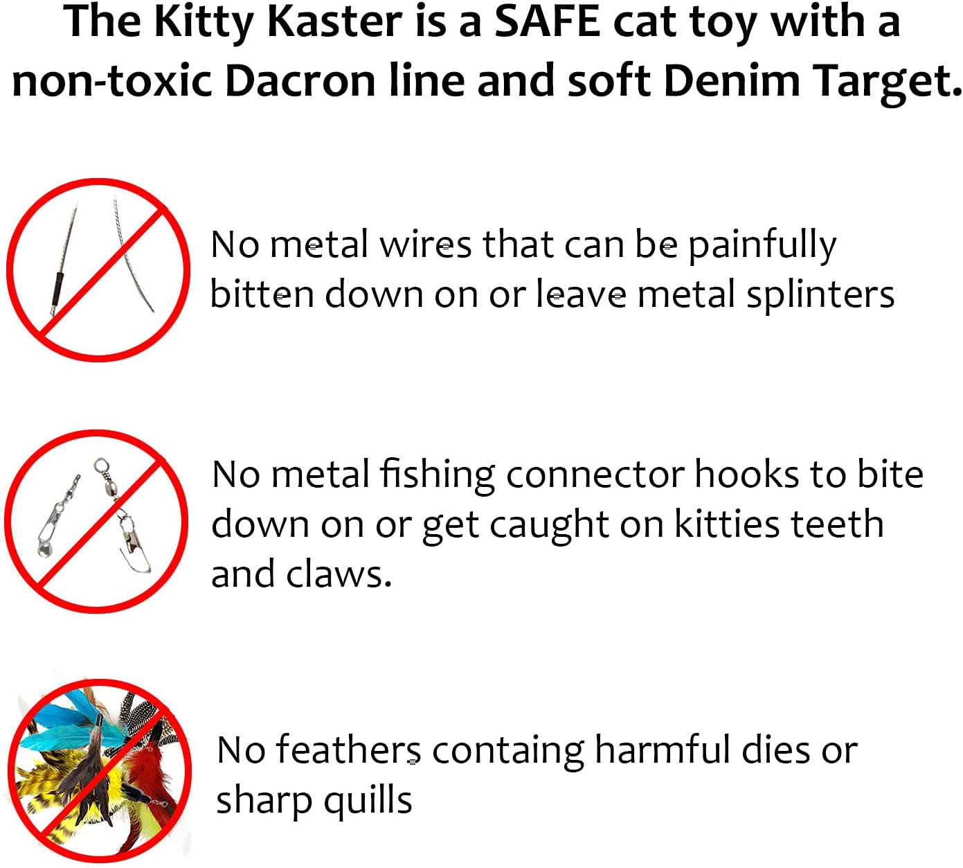 Kitty Kaster Premium Cat Toy Exerciser Fishing Pole 39 inch Safe for Cats Cat Wand Kitty Tease Casting Toy