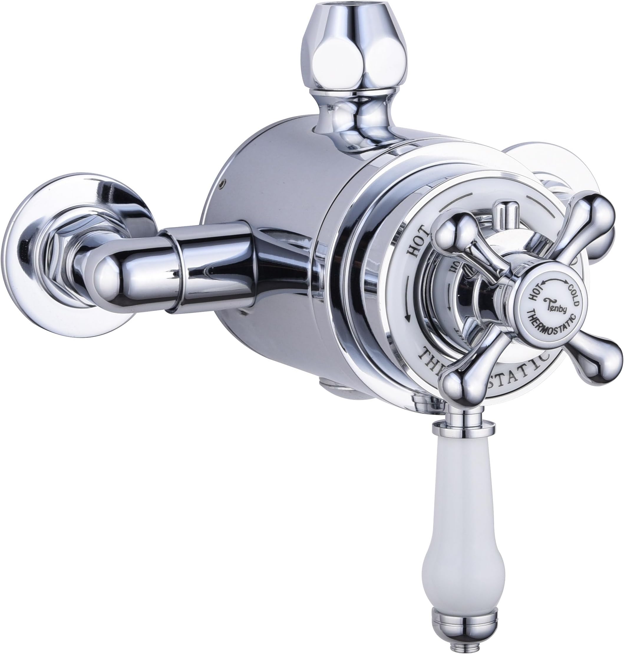 Traditional Exposed Concentric Solid Brass Dual Thermostatic Bathroom Shower Mixer Valve | 1 Outlet 2 Handles | EcoSpa®
