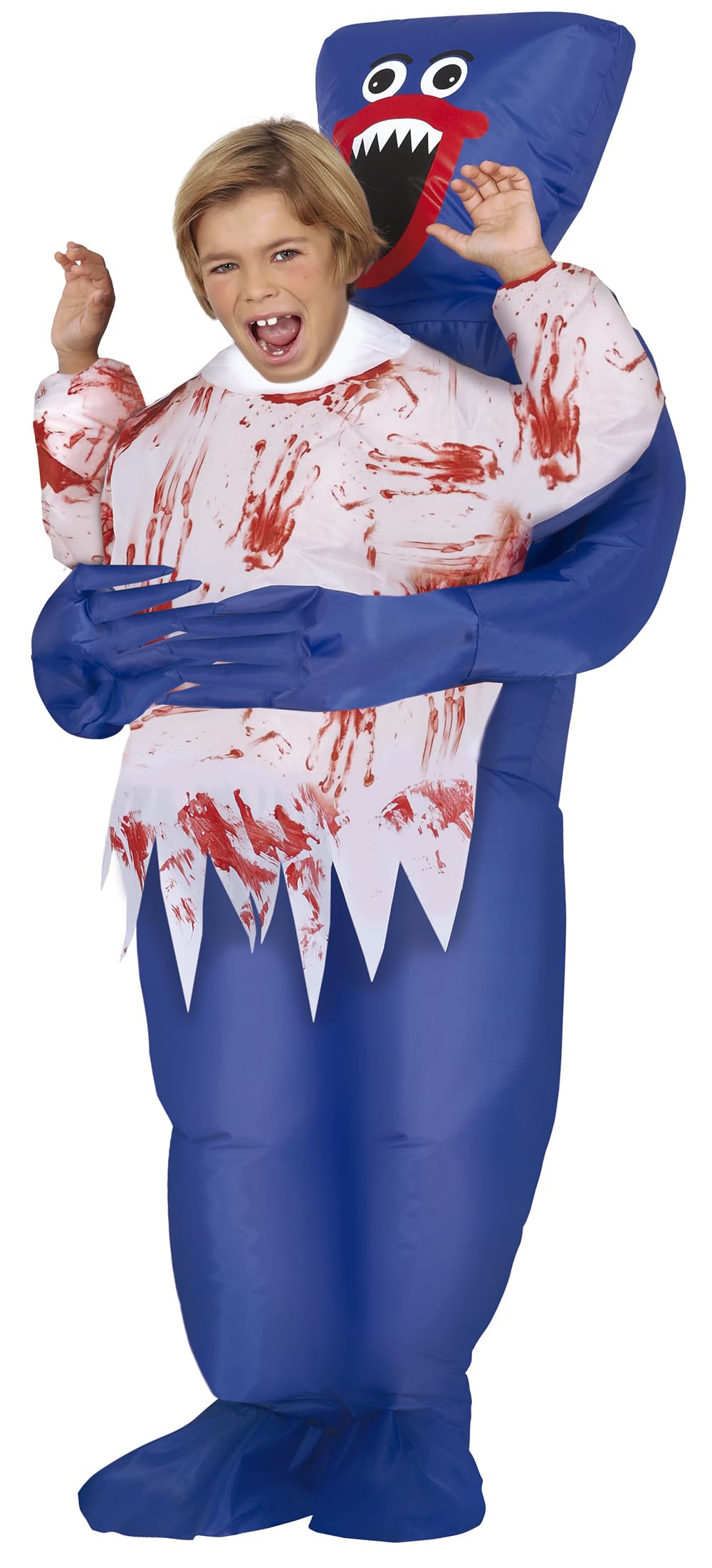 FIESTAS GUIRCA Nadmuchiwany kostium potwora Huggera dla dzieci - Niebieski Zły Pluszowy Miś z Dzieckiem - Kostiumy na Halloween dla dziewczynek i chłopców
