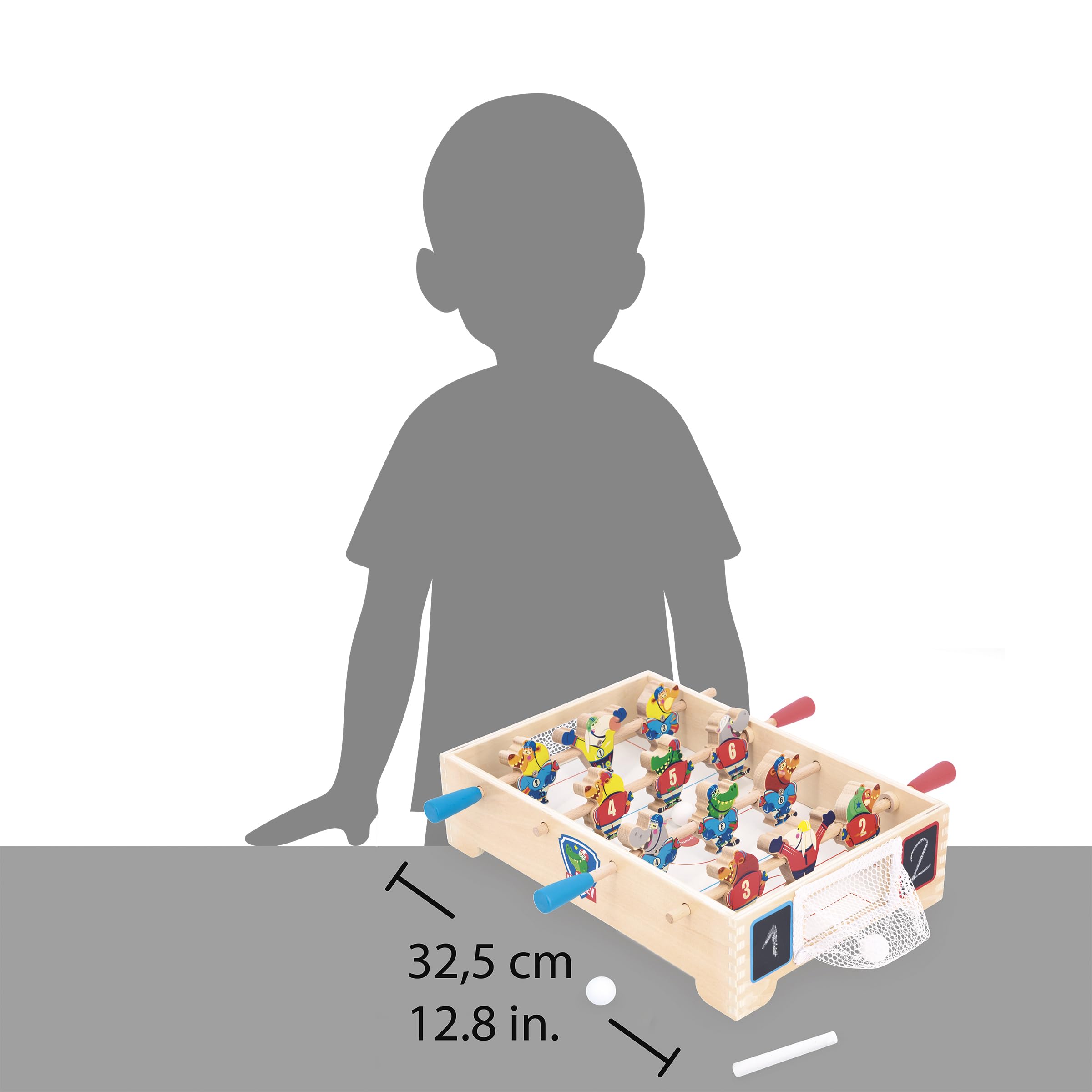 Janod Mini Futbolín de Madera para Niños - Tema Hockey sobre Hielo - FSC - A Partir de 3 Años