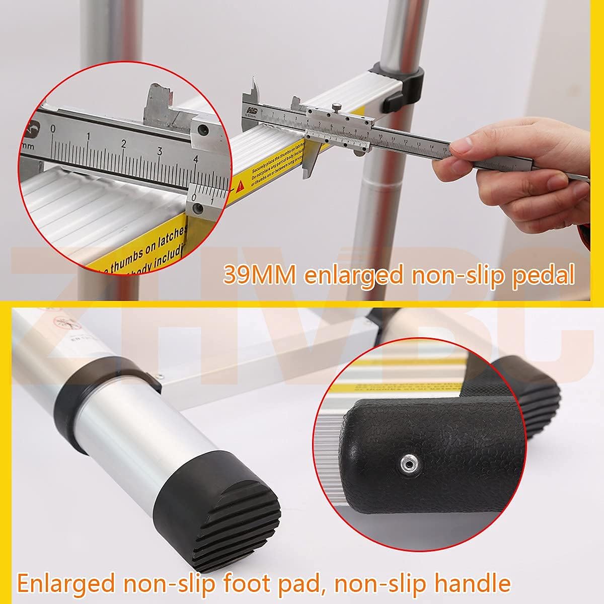 Telescoping Ladder - Long Telescoping Ladder with Hooks, Portable Aluminum Telescopic Extension Tall Multi Purpose Loft Ladder,1.4m/4.5ft