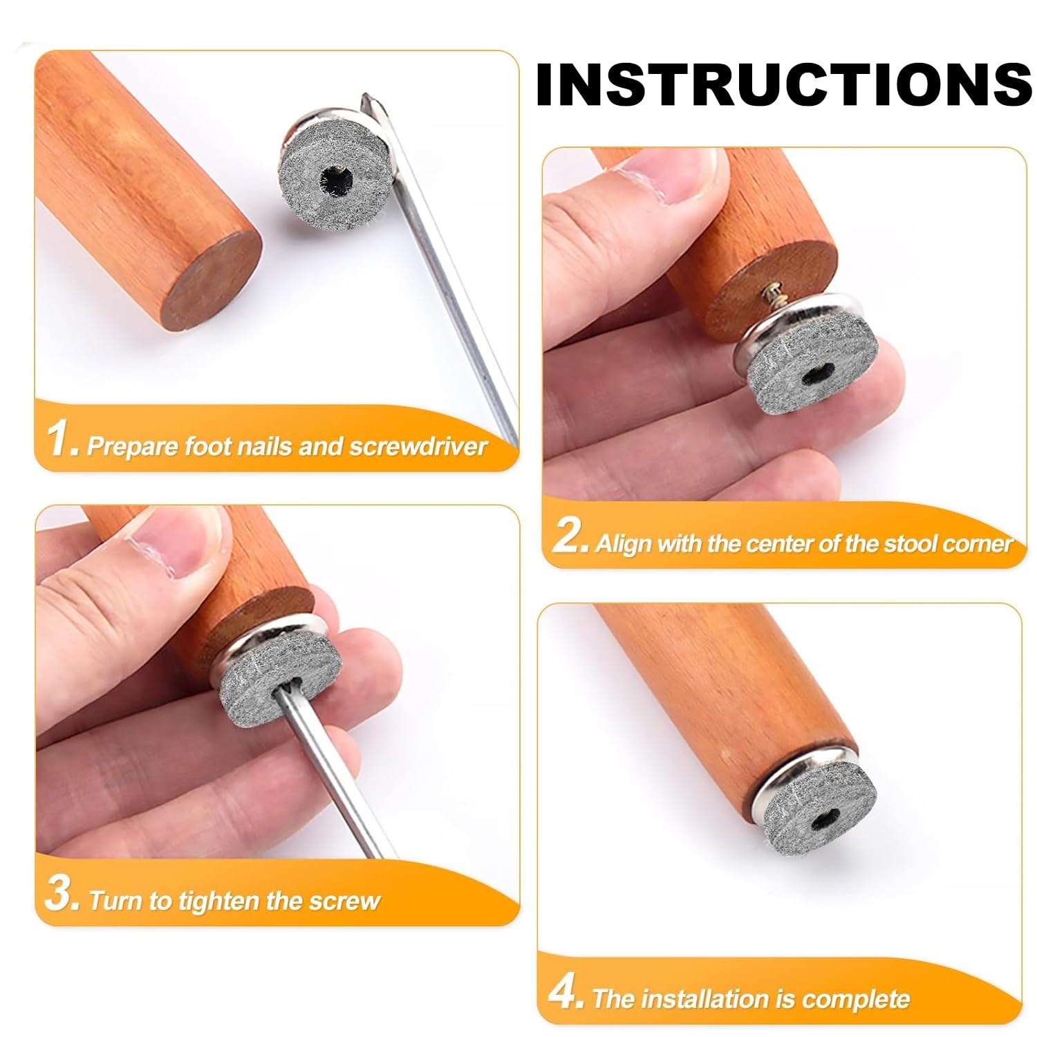 YUNYU 40pcs Screw-On Felt Pads for Furniture Legs 20mm Noise-Reducing Floor Protectors - Image 3