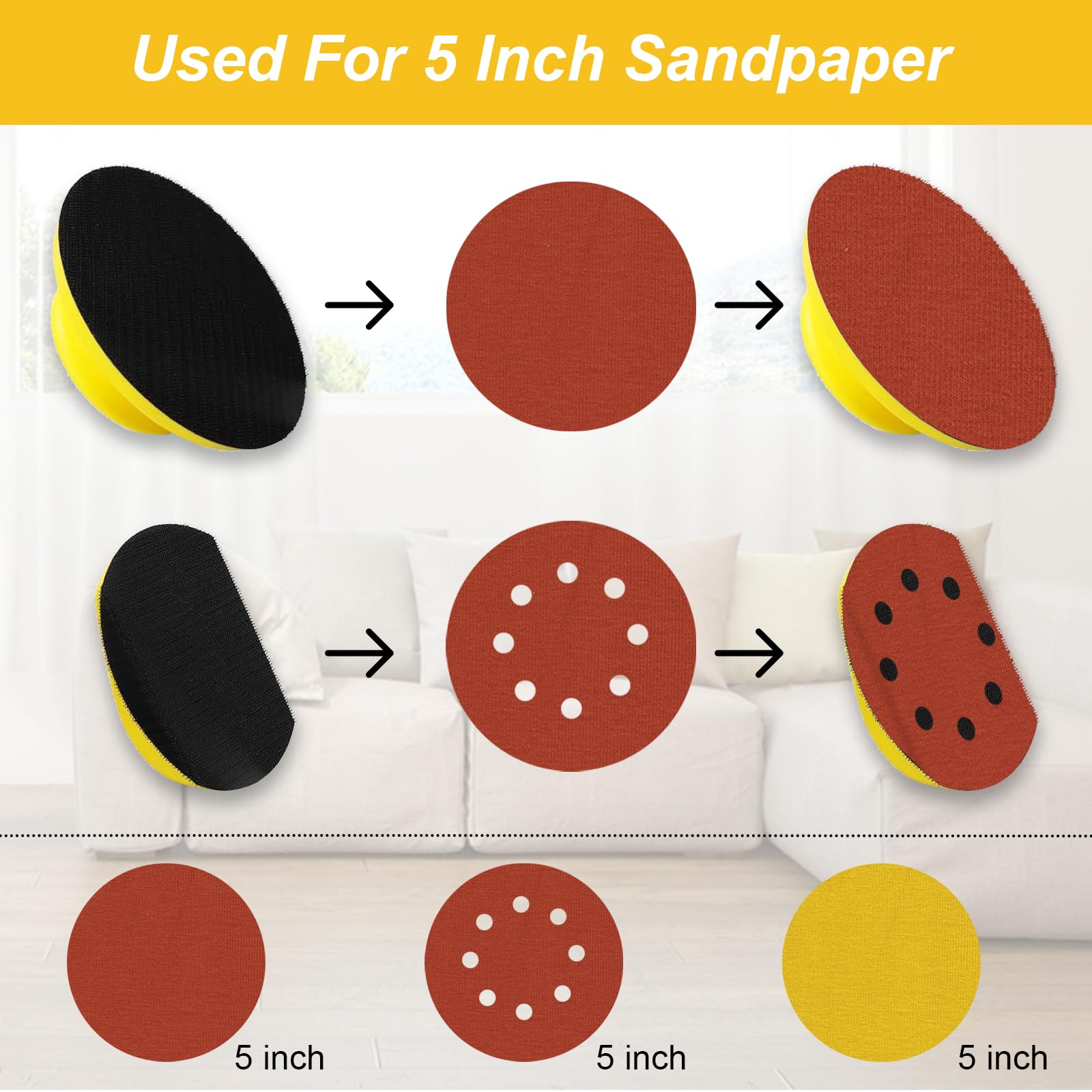 Blocs De Ponçage Manuels De 5 Pouces, 2 Pièces, Formes Rondes Et