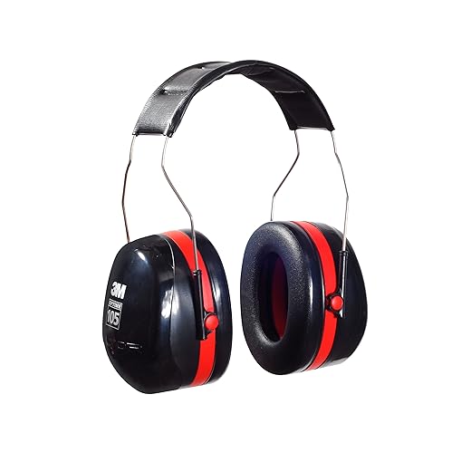 3M H10A Peltor Optime 105 Over the Head Earmuff, Ear Protectors, Hearing Protection, NRR 30 dB,Black, Red