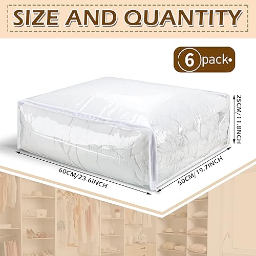 Miniatura 9 de Paquete de 6 bolsas de almacenamiento transparentes con cremallera, bolsas de almacenamiento de plástico para mantas, ropa de cama, organizador de
