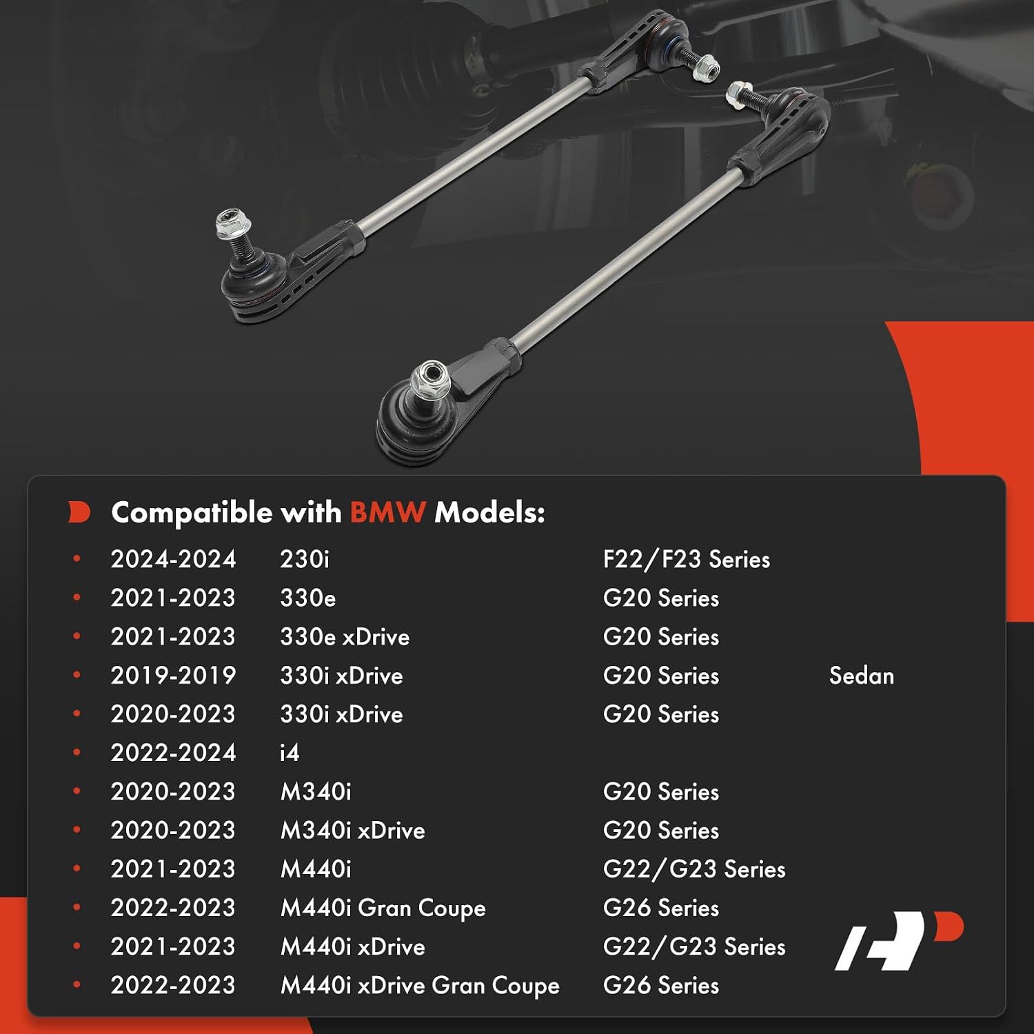 A-Premium 2 x Front Sway Bar Links Stabilizer Bar Links, Compatible with BMW 230i 2024-2024, 330e xDrive 2021-2023, 330i xDrive 2019-2023, i4 2022-2024, M340i 2020-2023, M440i xDrive Gran Coupe