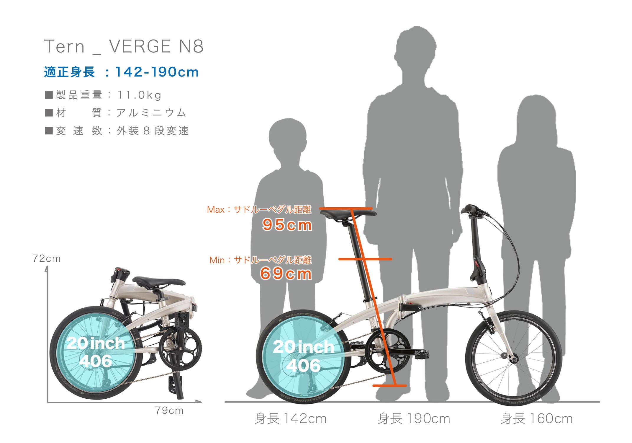 Amazon | tern(ターン) VERGE N8 20インチ 8段変速 折りたたみ