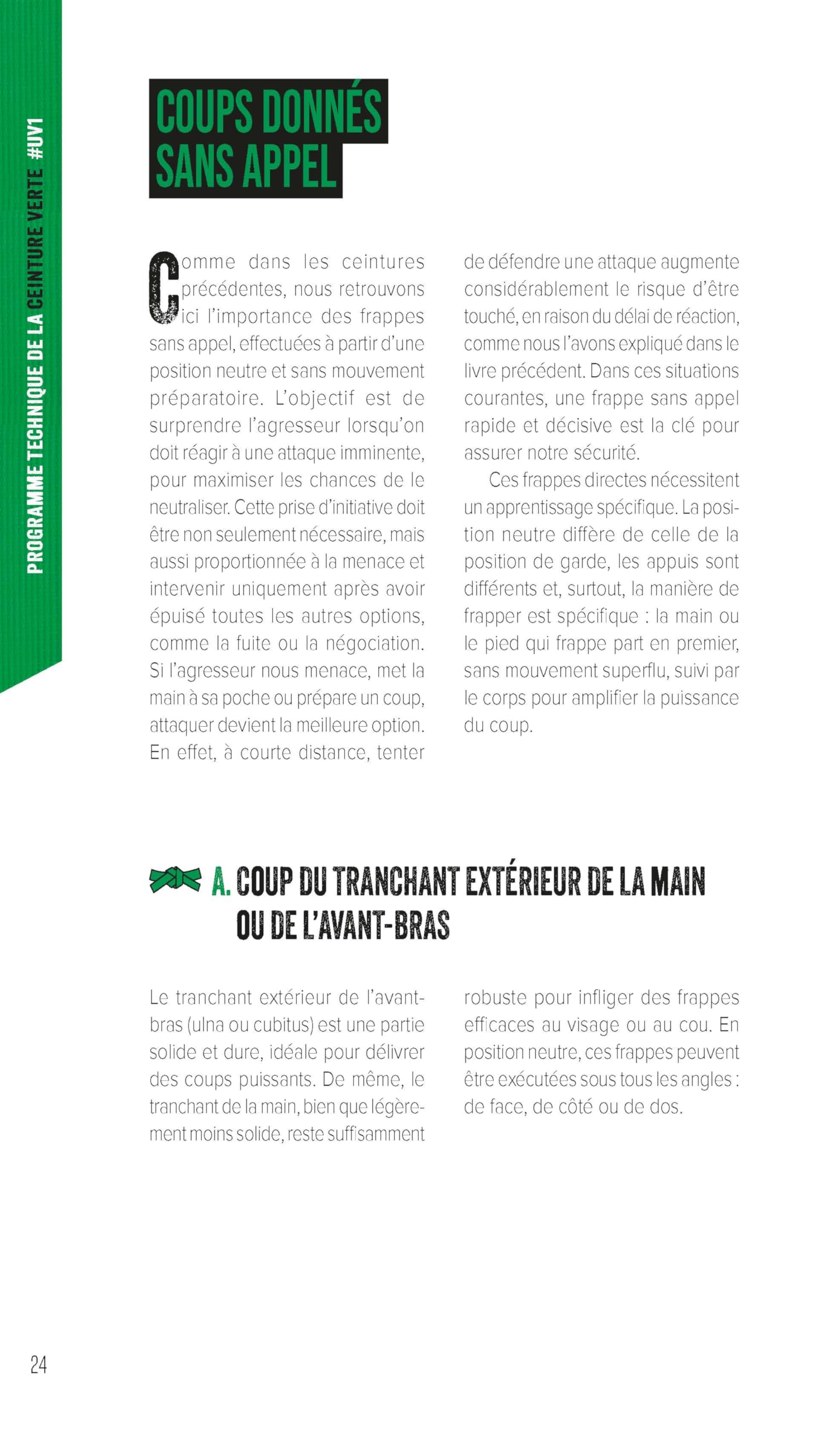 Krav Maga, niveau intermédiaire de self-défense: Programmes officiels des ceintures bleue et verte