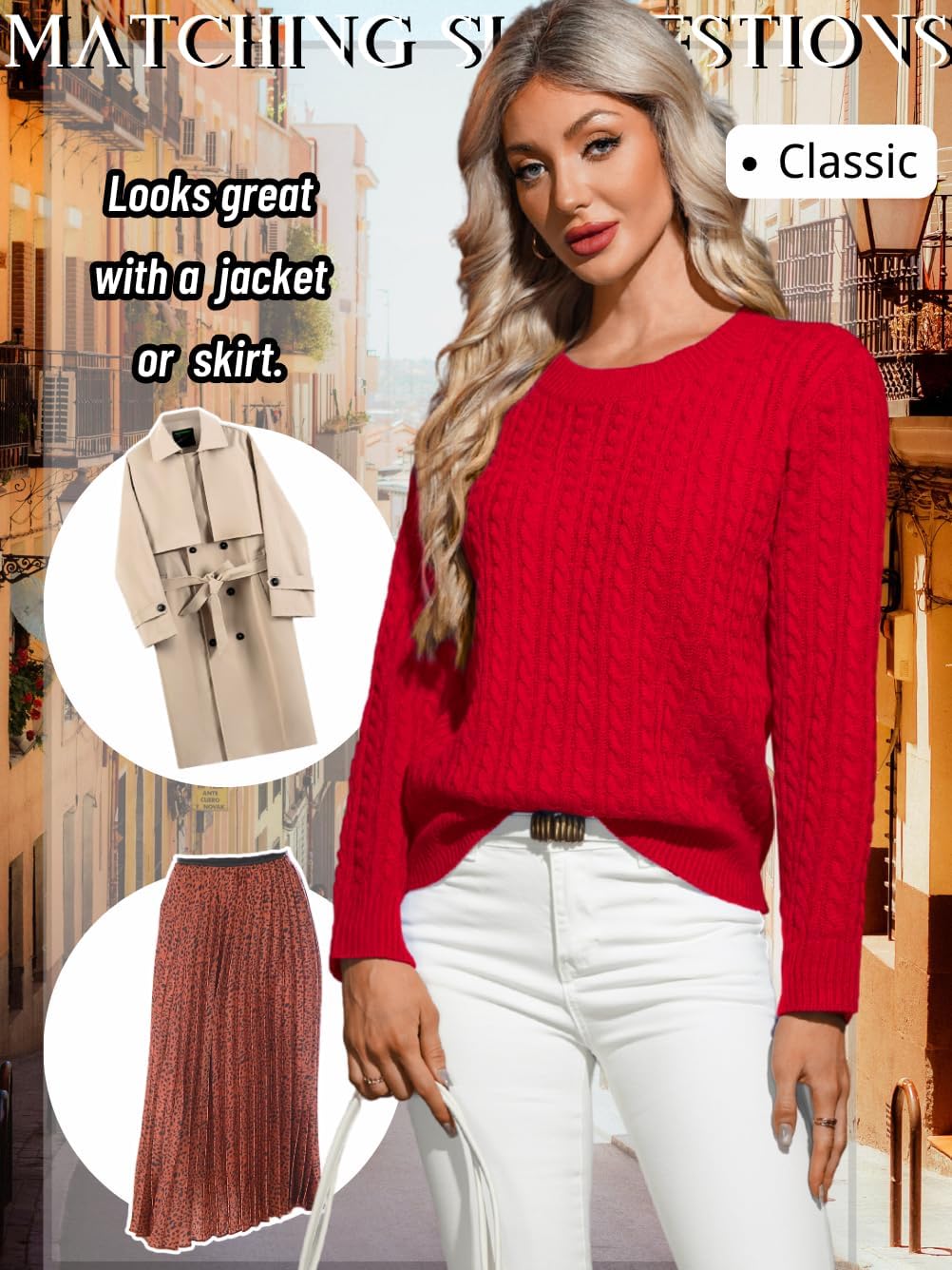 Women's Dressy Fitted Cable Knit Sweater Lightweight Soft Classic Casual Pullover Trendy Fall Outfits - Image 7